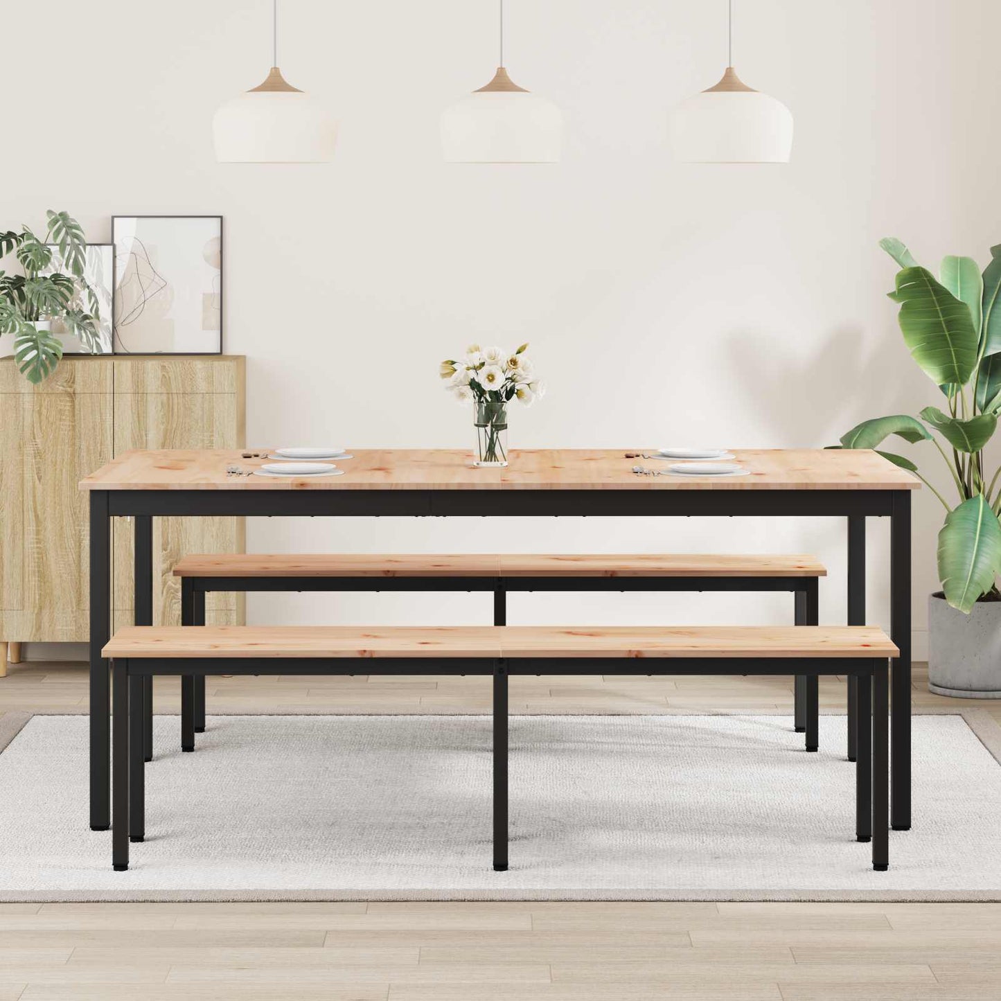 Étkezőasztal Természetes 180 x 90 x 75 cm Tömör fenyőfa