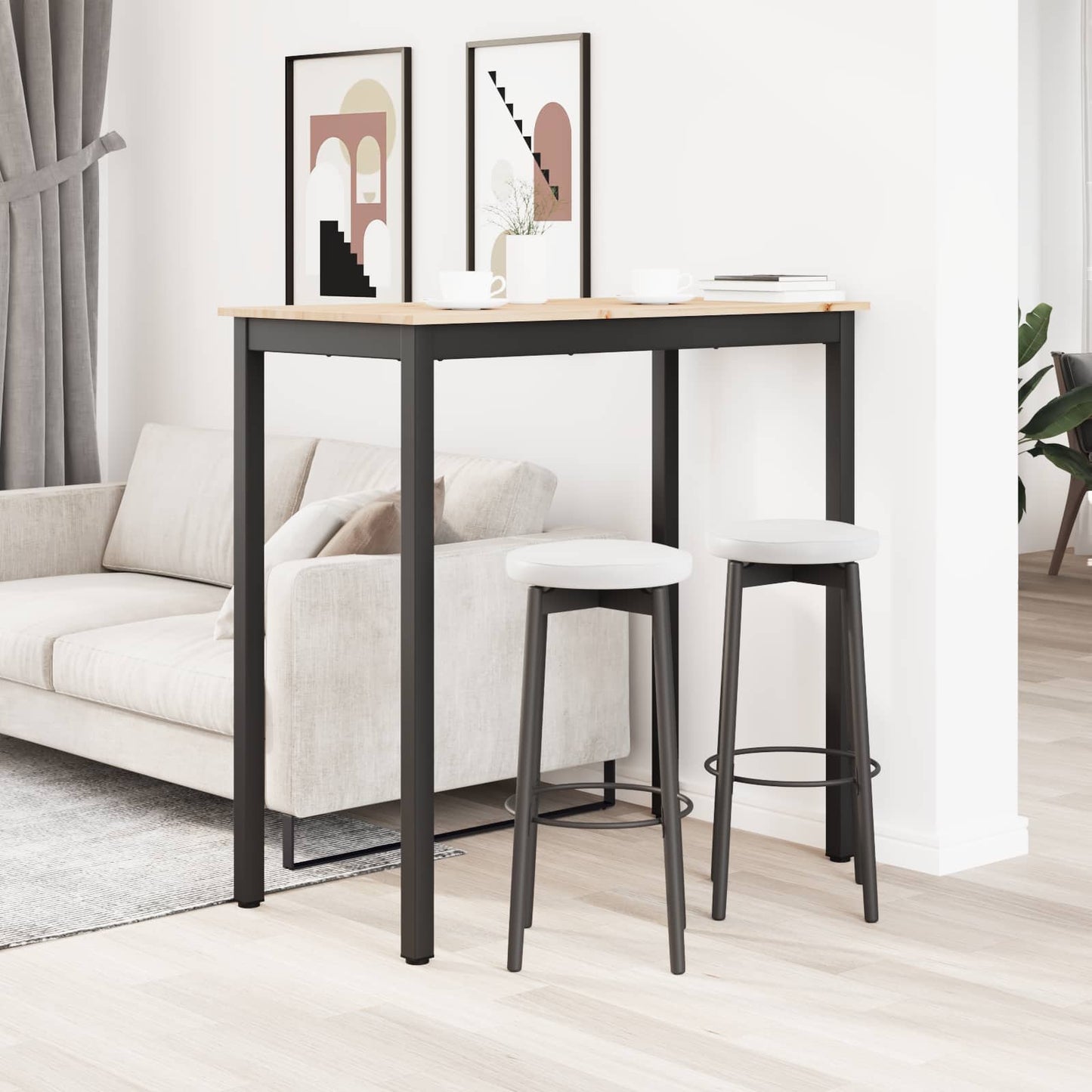 Bárasztal 110 x 55 x 105 cm Tömör fenyőfa Természetes