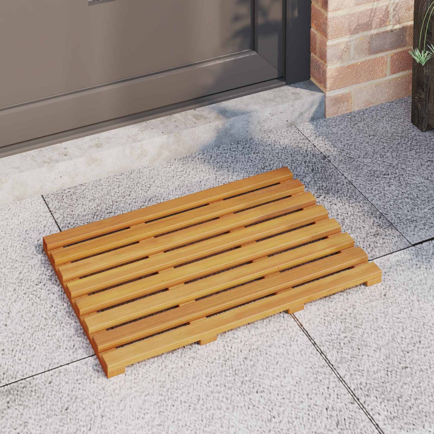 Fürdőszoba szőnyeg Egyszínű Barna 56 x 37 x 2,5 cm Tömör Akácfa