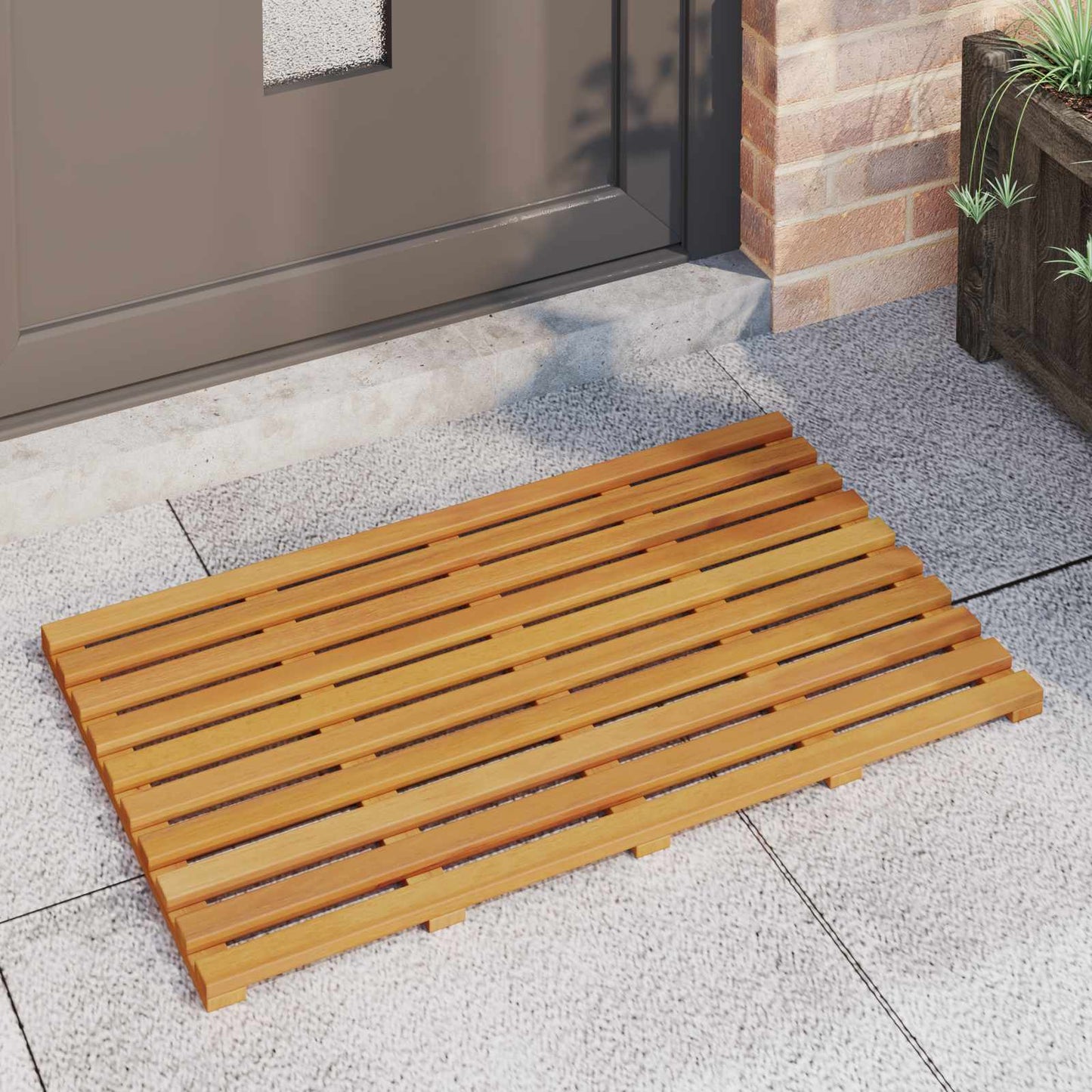 Fürdőszoba szőnyeg Egyszínű Barna 80 x 48 x 2,5 cm Tömör Akácfa