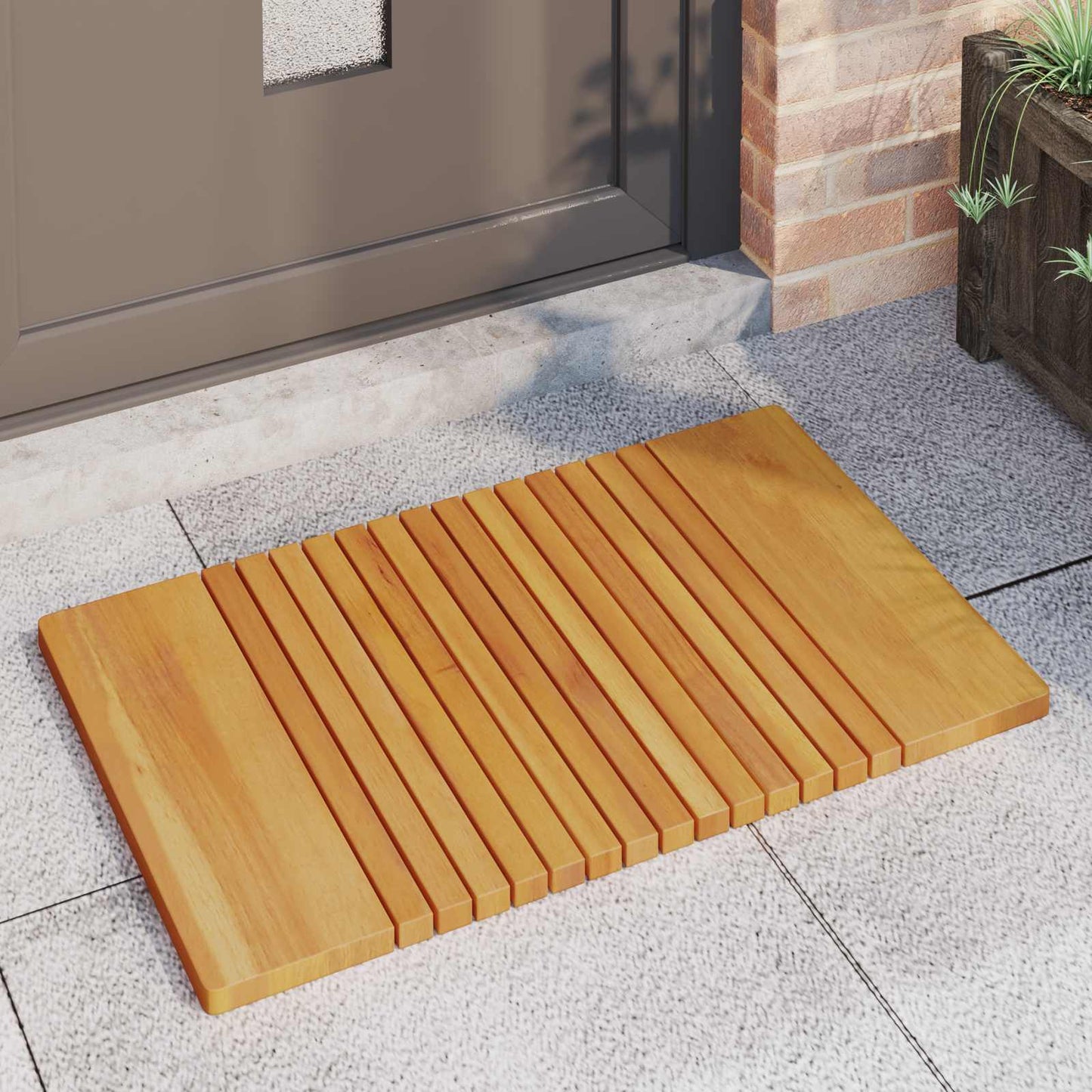 Fürdőszoba szőnyeg Egyszínű Barna 81 x 50 cm Tömör Akácfa