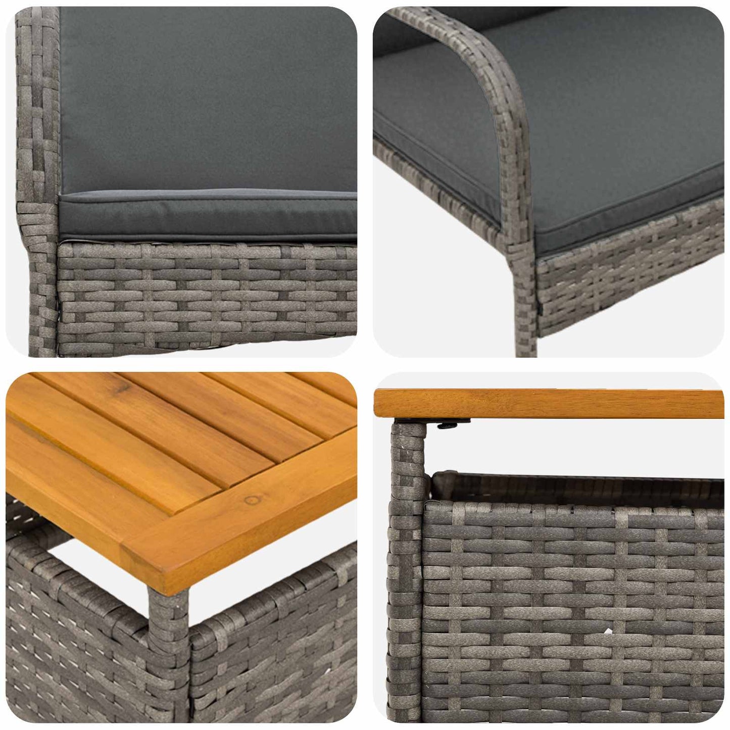 Kert Bistro Készlet 3 pcs Szürke polirattan