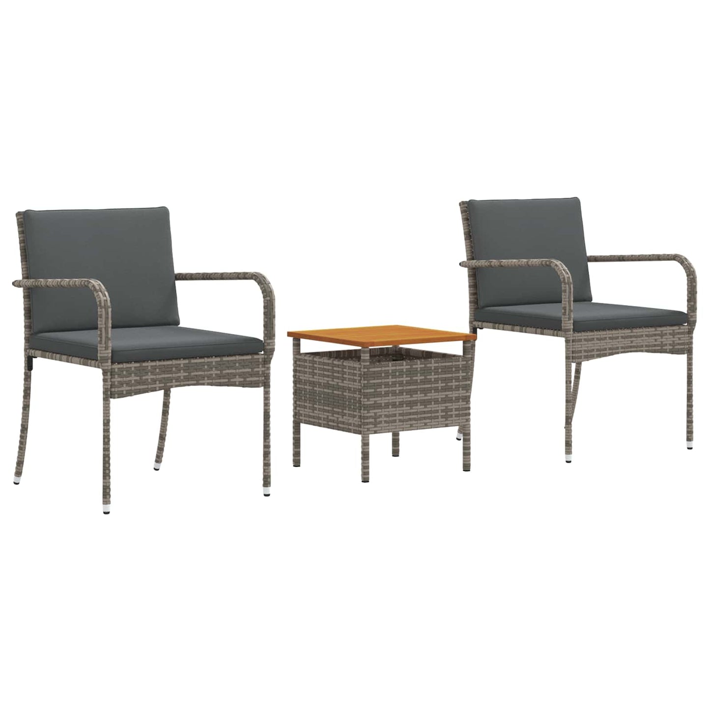 Kert Bistro Készlet 3 pcs Szürke polirattan