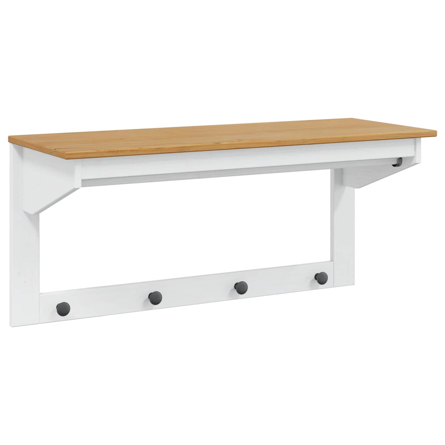 Kabáthorog HILL Fehér és mézbarna 90 x 35 x 41.5 cm Tömör fenyő