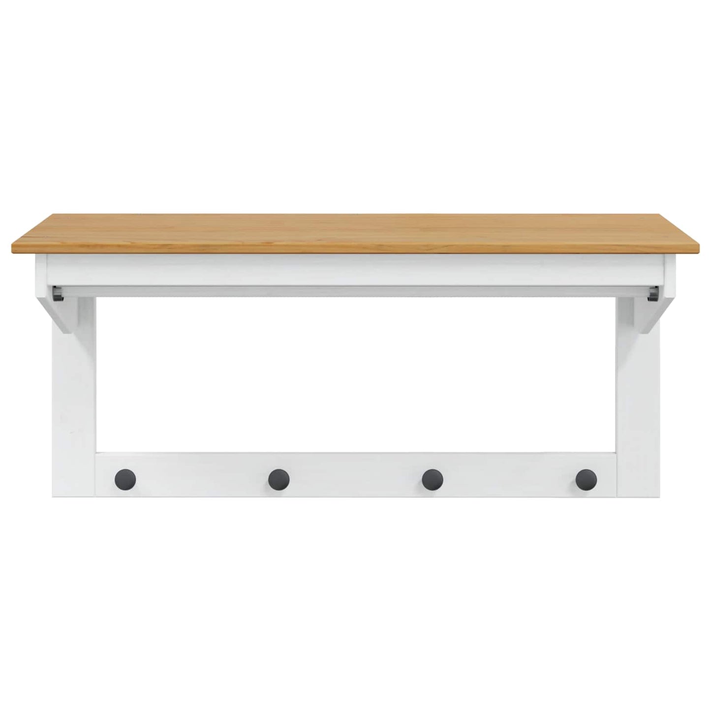 Kabáthorog HILL Fehér és mézbarna 90 x 35 x 41.5 cm Tömör fenyő