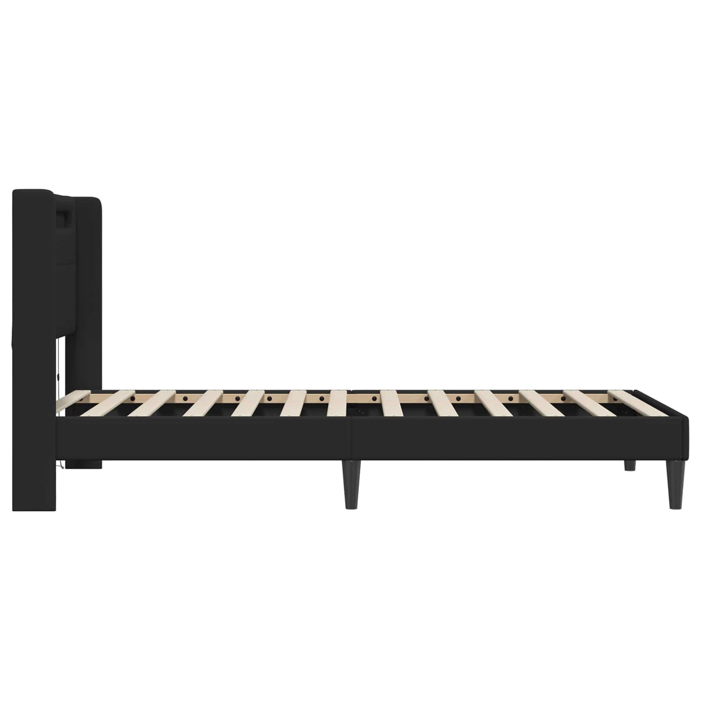 Ágykeret LED szalagokkal fejtámlával Fekete 90 x 190 cm Műbőr