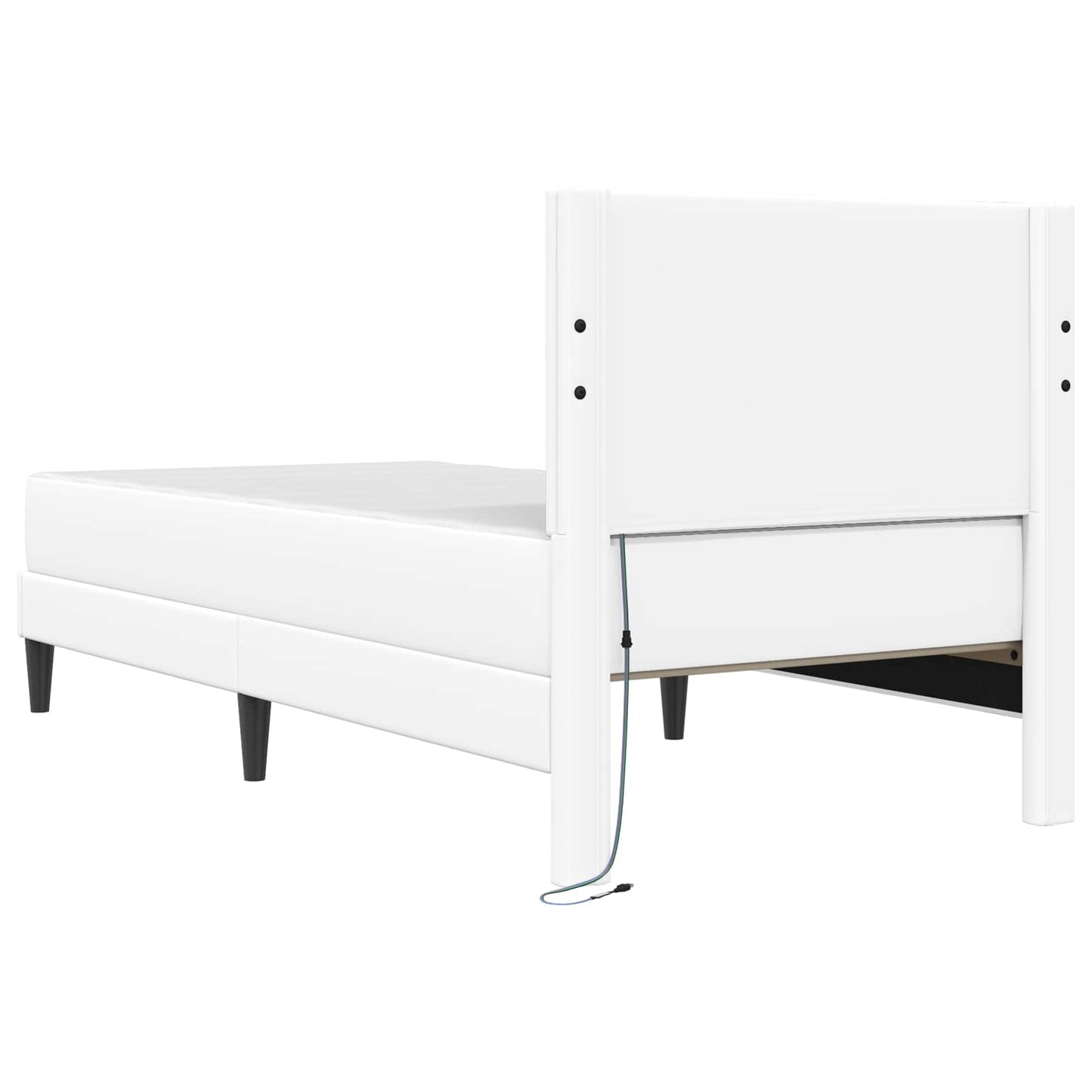 Ágykeret LED szalagokkal fejtámlával Fehér 80 x 200 cm Műbőr