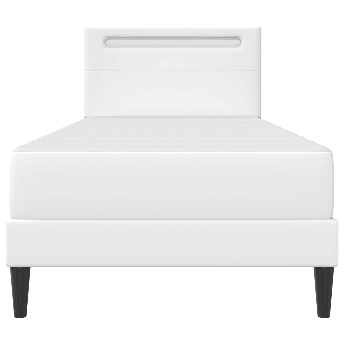 Ágykeret LED szalagokkal fejtámlával Fehér 90 x 200 cm Műbőr