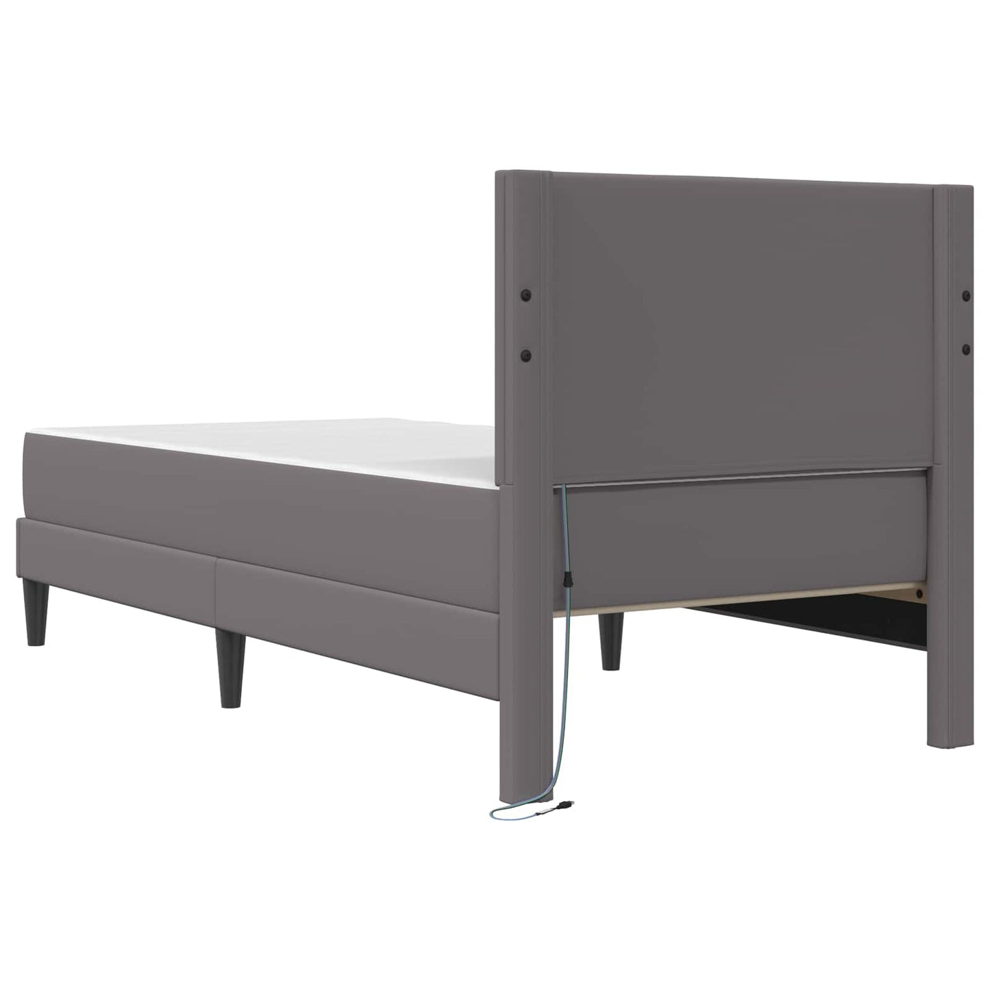 Ágykeret LED szalagokkal fejtámlával Szürke 100 x 200 cm Műbőr