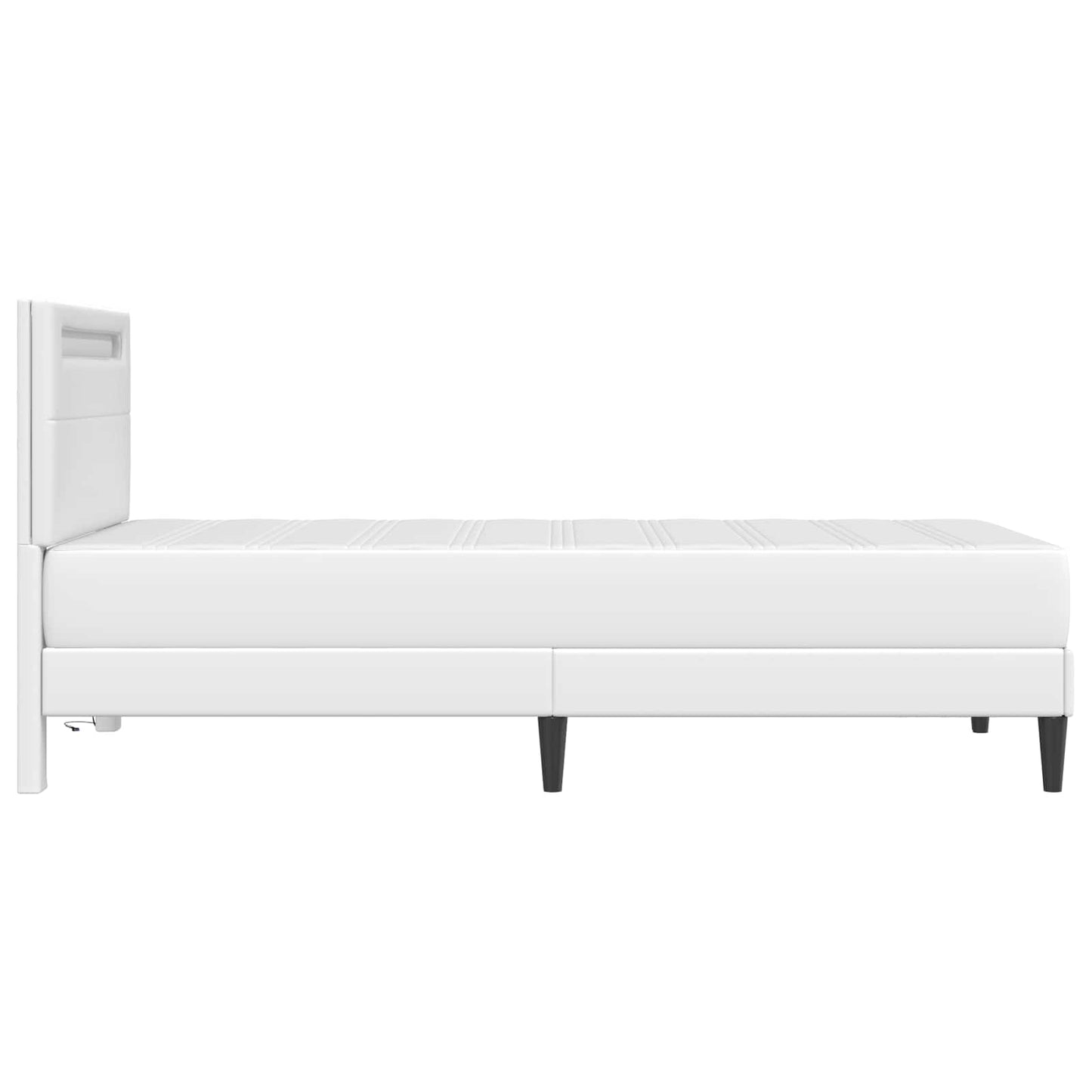Ágykeret LED szalagokkal fejtámlával Fehér 100 x 200 cm Műbőr