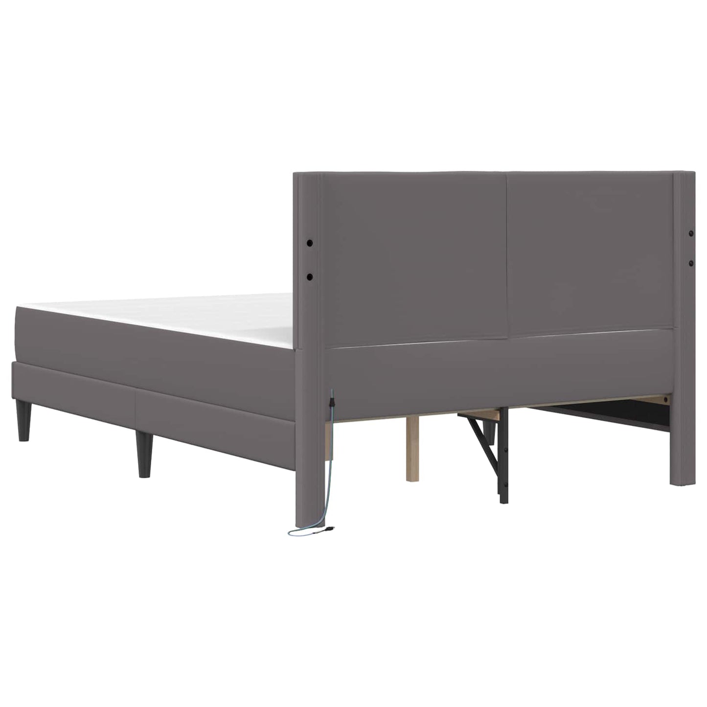 Ágykeret LED szalagokkal fejtámlával Szürke 120 x 200 cm Műbőr