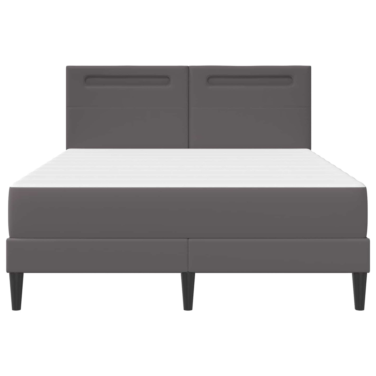 Ágykeret LED szalagokkal fejtámlával Szürke 140 x 200 cm Műbőr