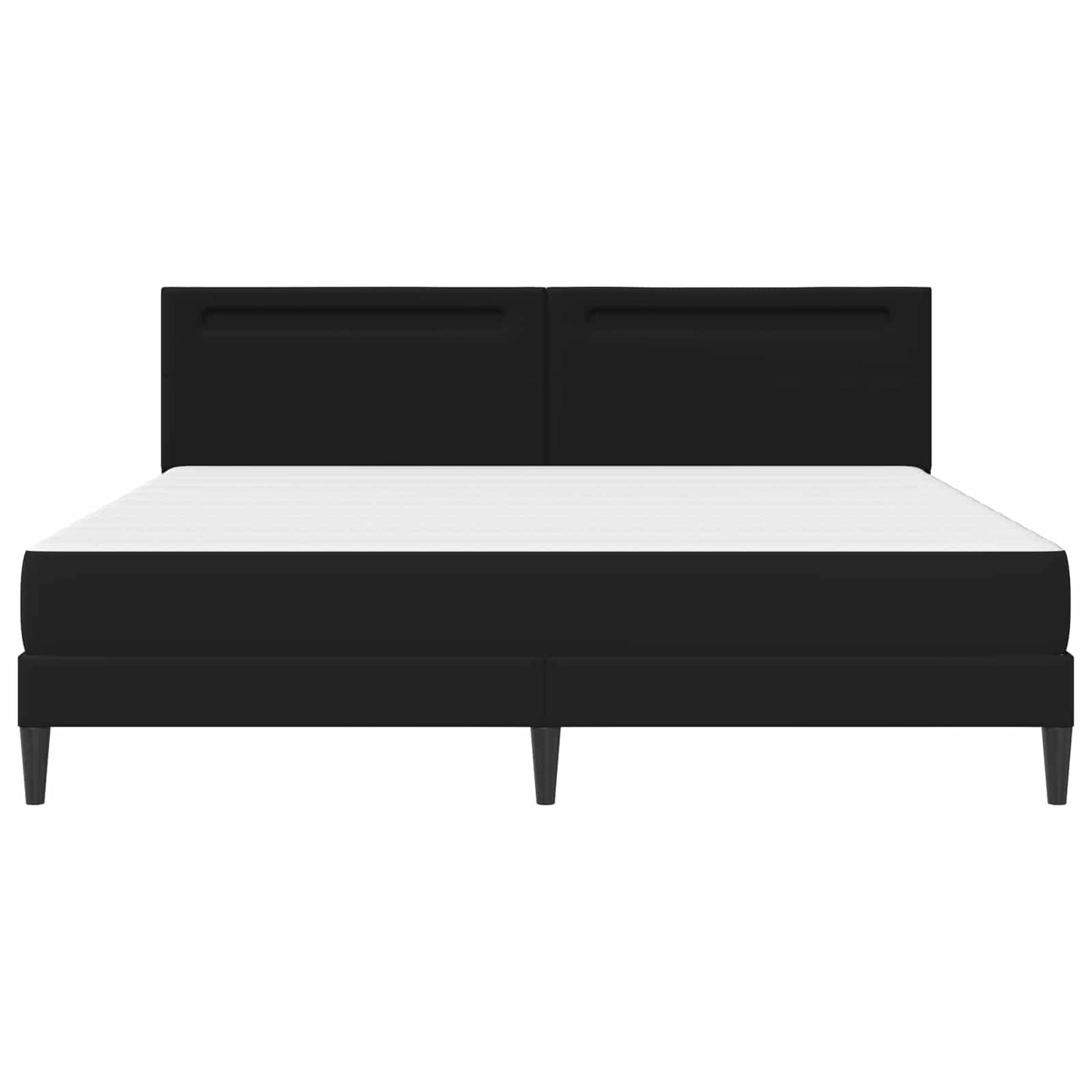 Ágykeret LED szalagokkal fejtámlával Fekete 200 x 200 cm Műbőr