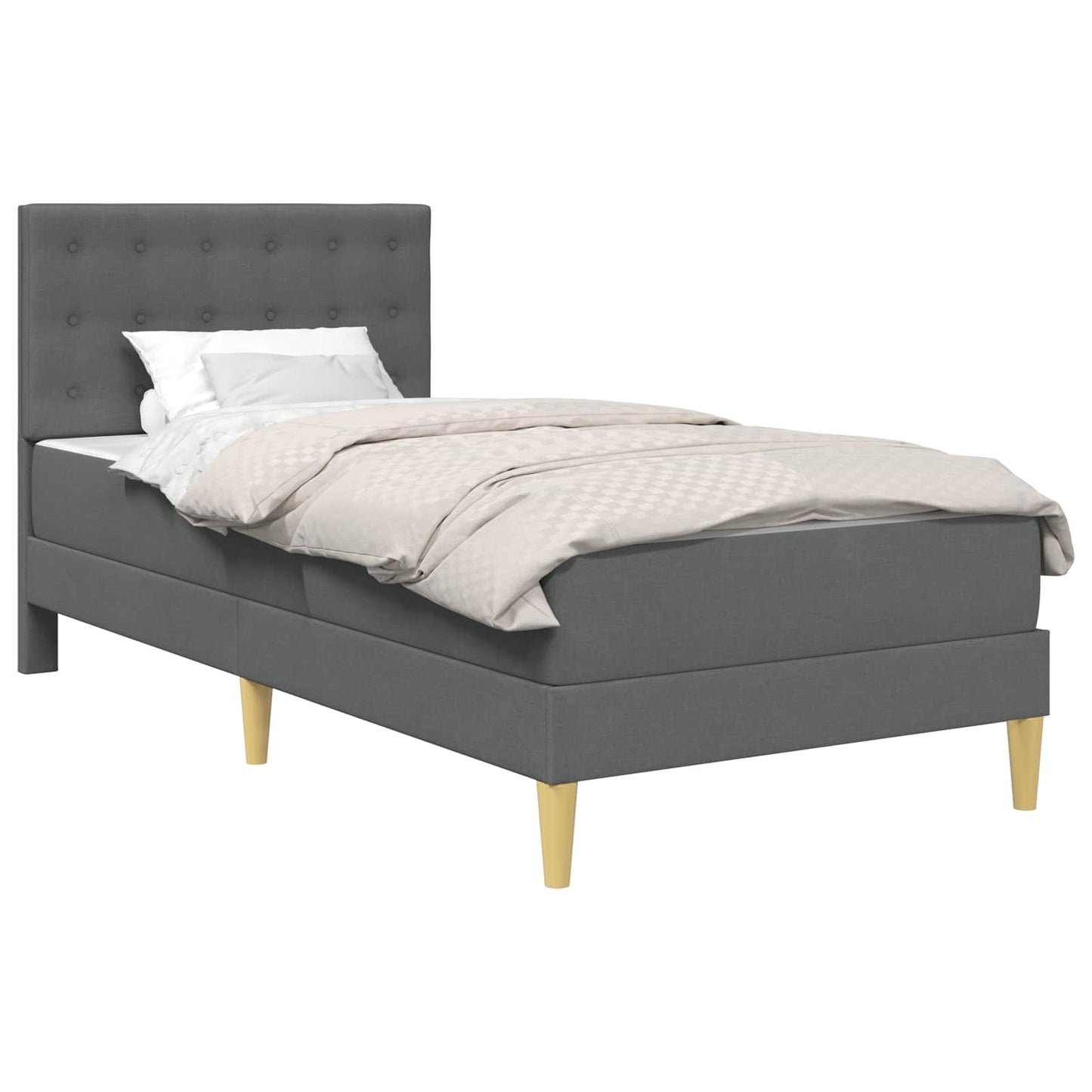 Ágykeret matraccal fejtámlával Sötétszürke 100 x 200 cm szövet
