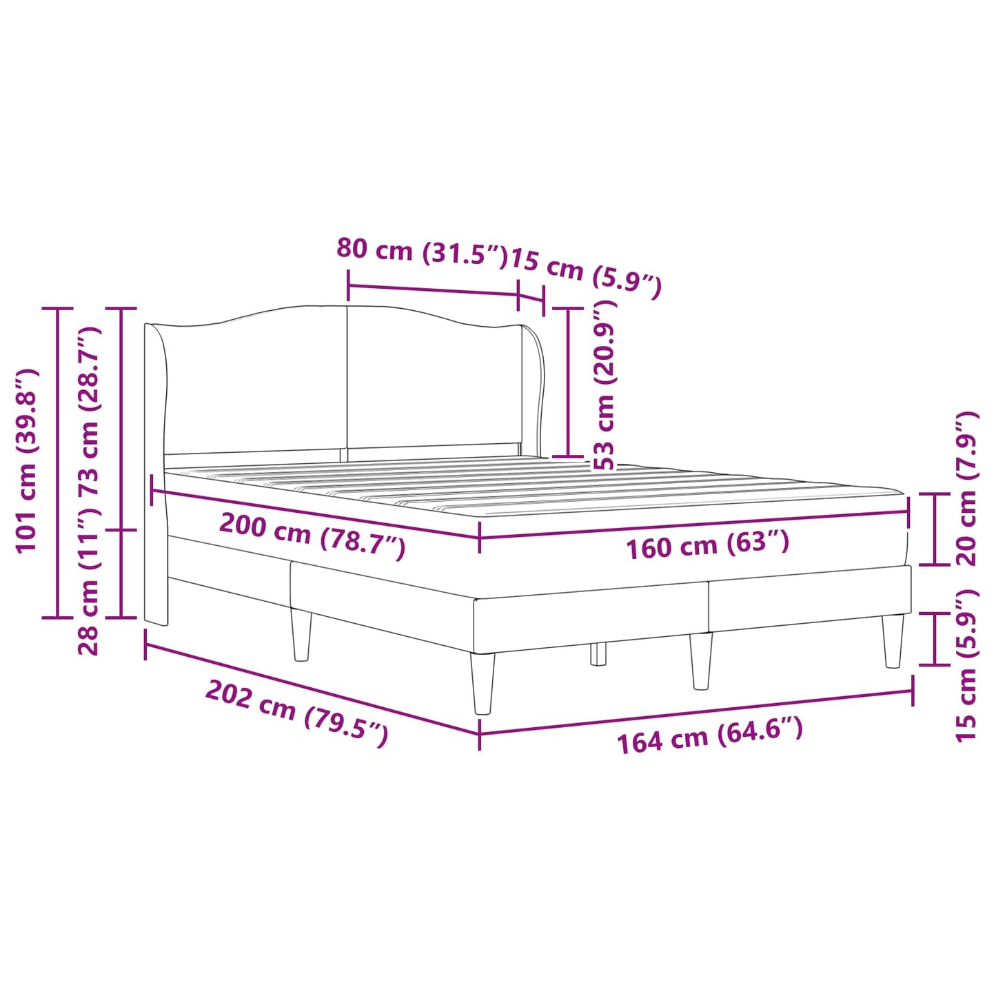 Ágykeret fejtámlával Világosszürke 160 x 200 cm Bársony