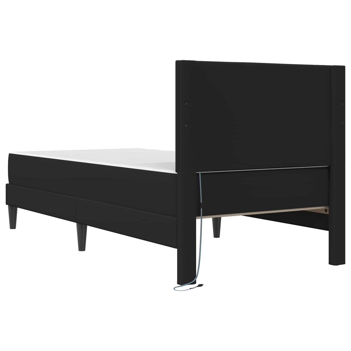 Ágykeret LED szalagokkal fejtámlával Fekete 90 x 190 cm Műbőr