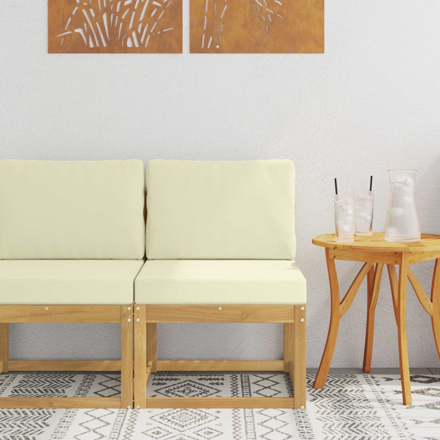 Kültéri kanapé szett Fehér és Krém színű 59 x 63 x 73 cm