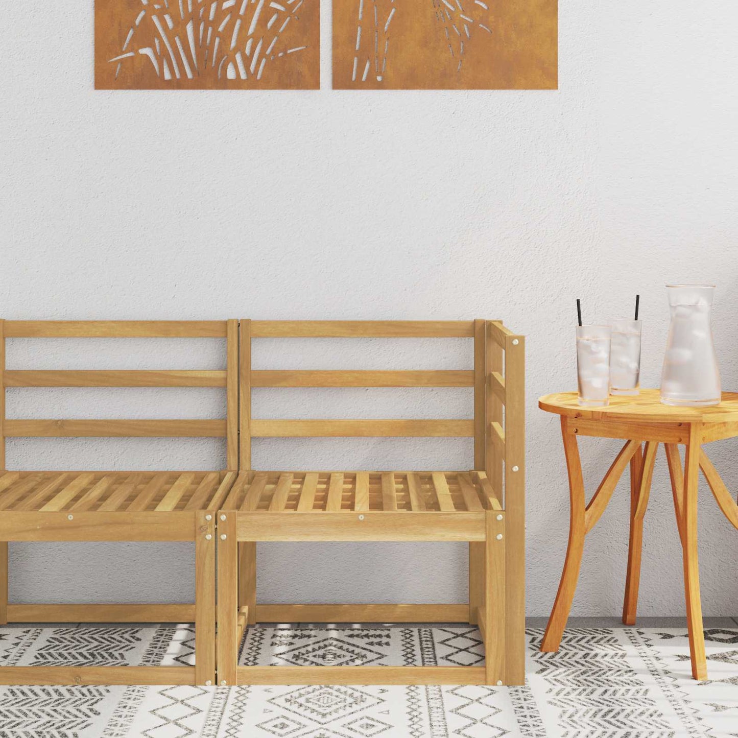 Kültéri Sarokkanapé Tömör Akácfa Fehér 63 x 63 x 73 cm