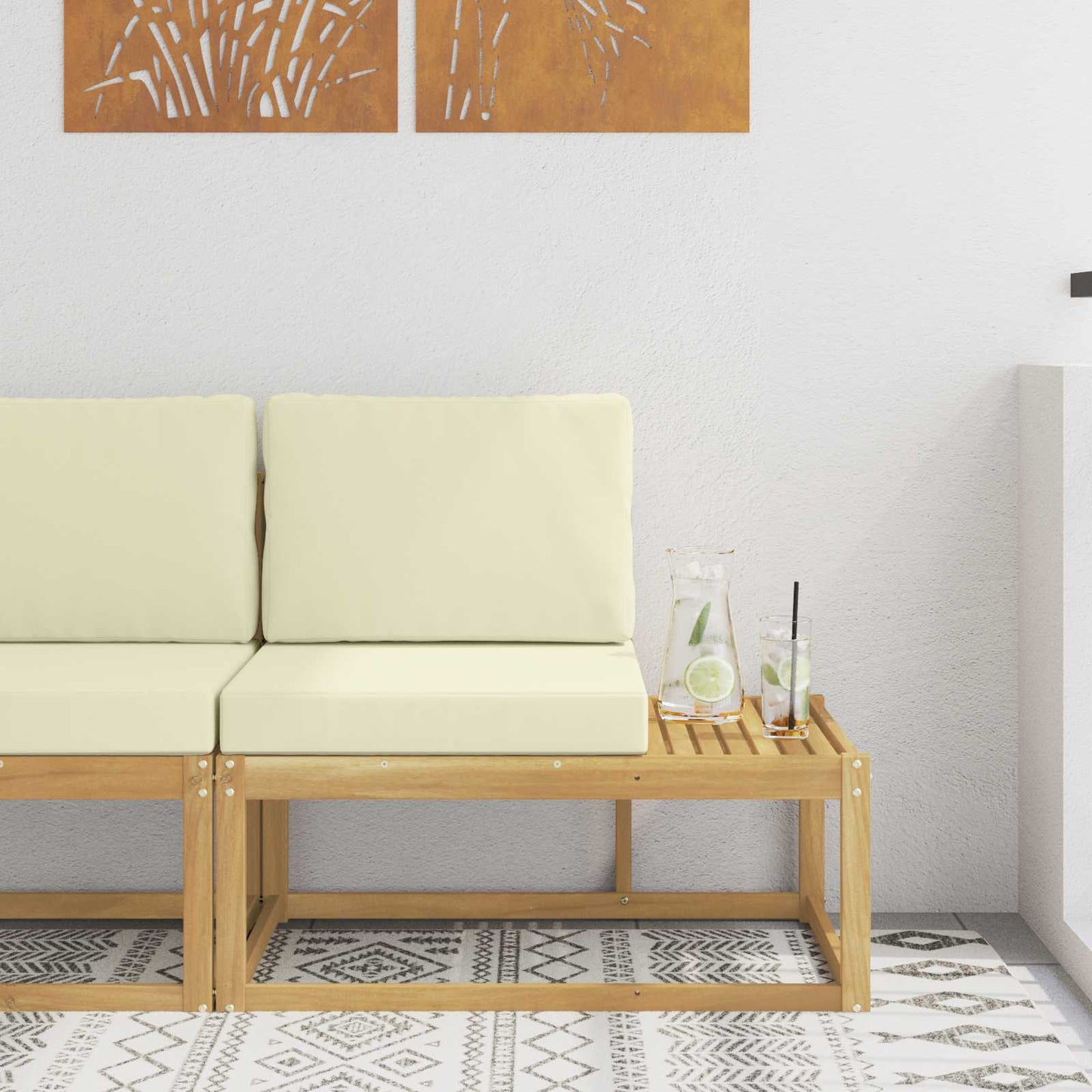 Kültéri végleges kanapé Fehér 91 x 63 x 73 cm Tömör Akácfa