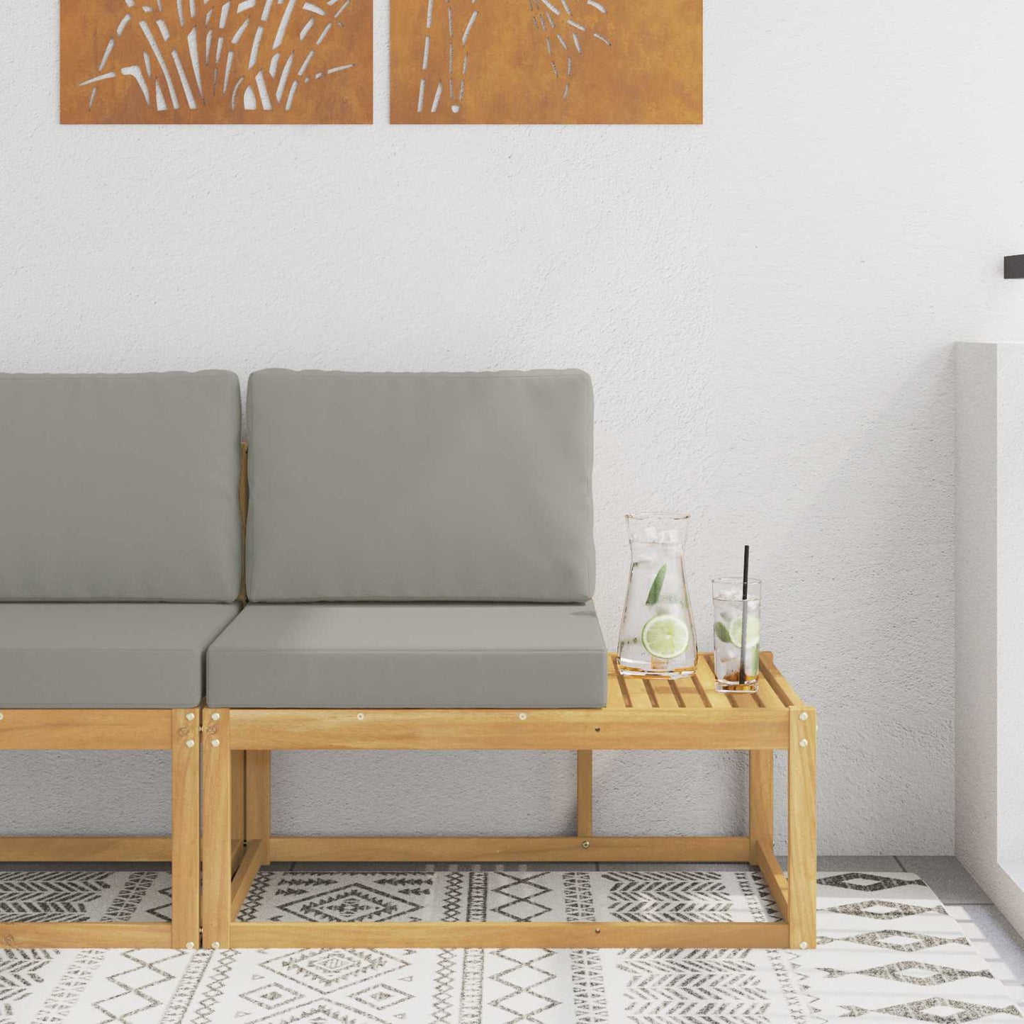 Kültéri végleges kanapé Fehér 91 x 63 x 73 cm Tömör Akácfa