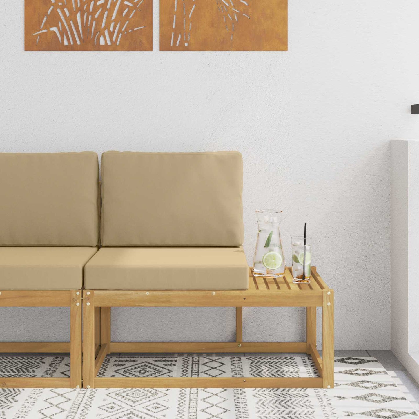 Kültéri végleges kanapé Fehér 91 x 63 x 73 cm Tömör Akácfa