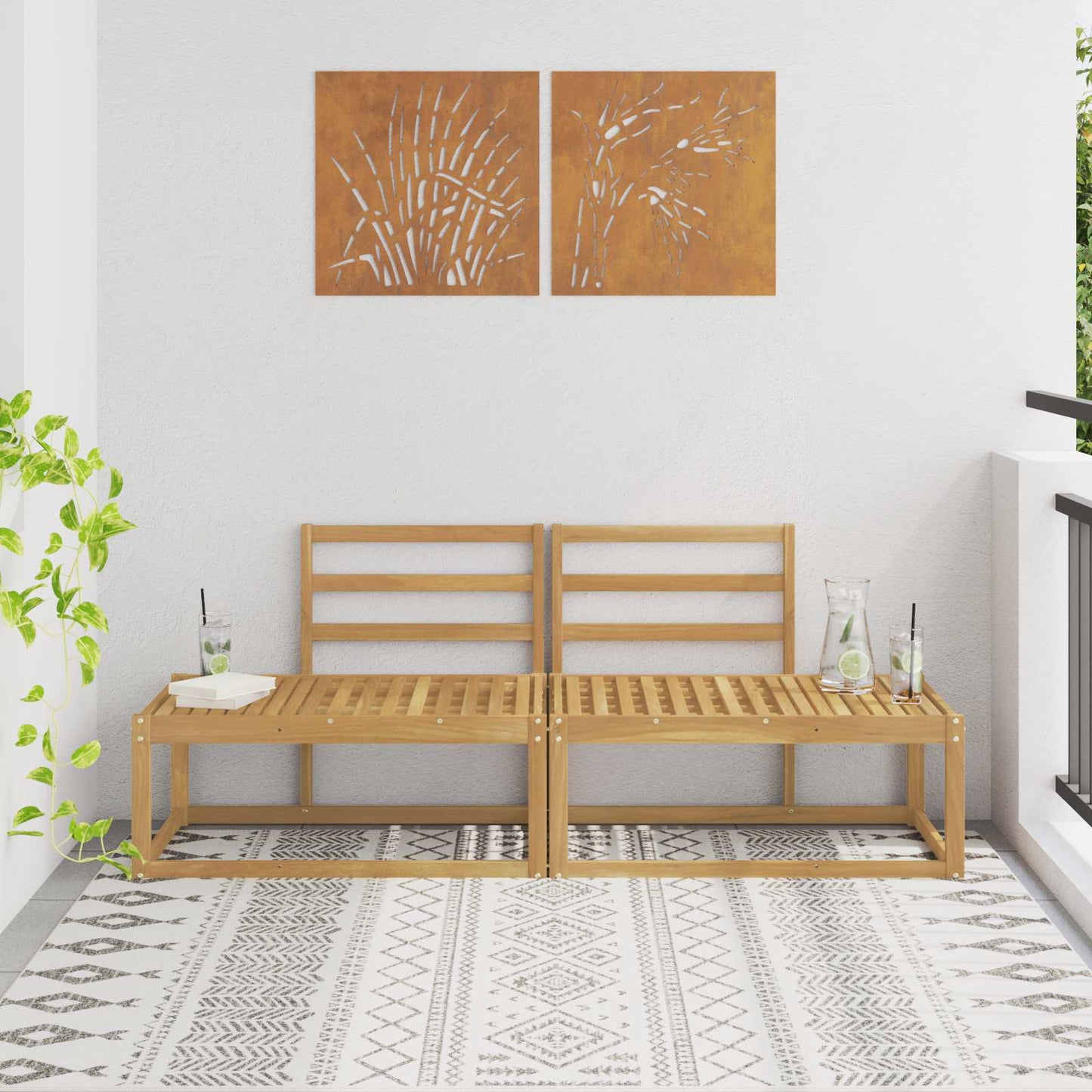 Kültéri végleges kanapé 2 Darab Fehér 182,5 x 63 x 73 cm