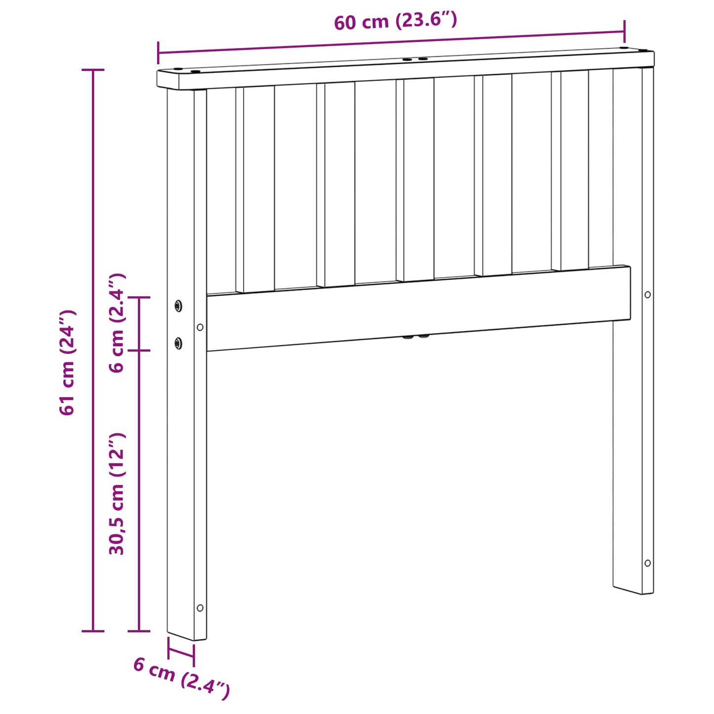 Kartámasz modul 2 db Fehér 60 x 6 x 61 cm Tömör Akácfa