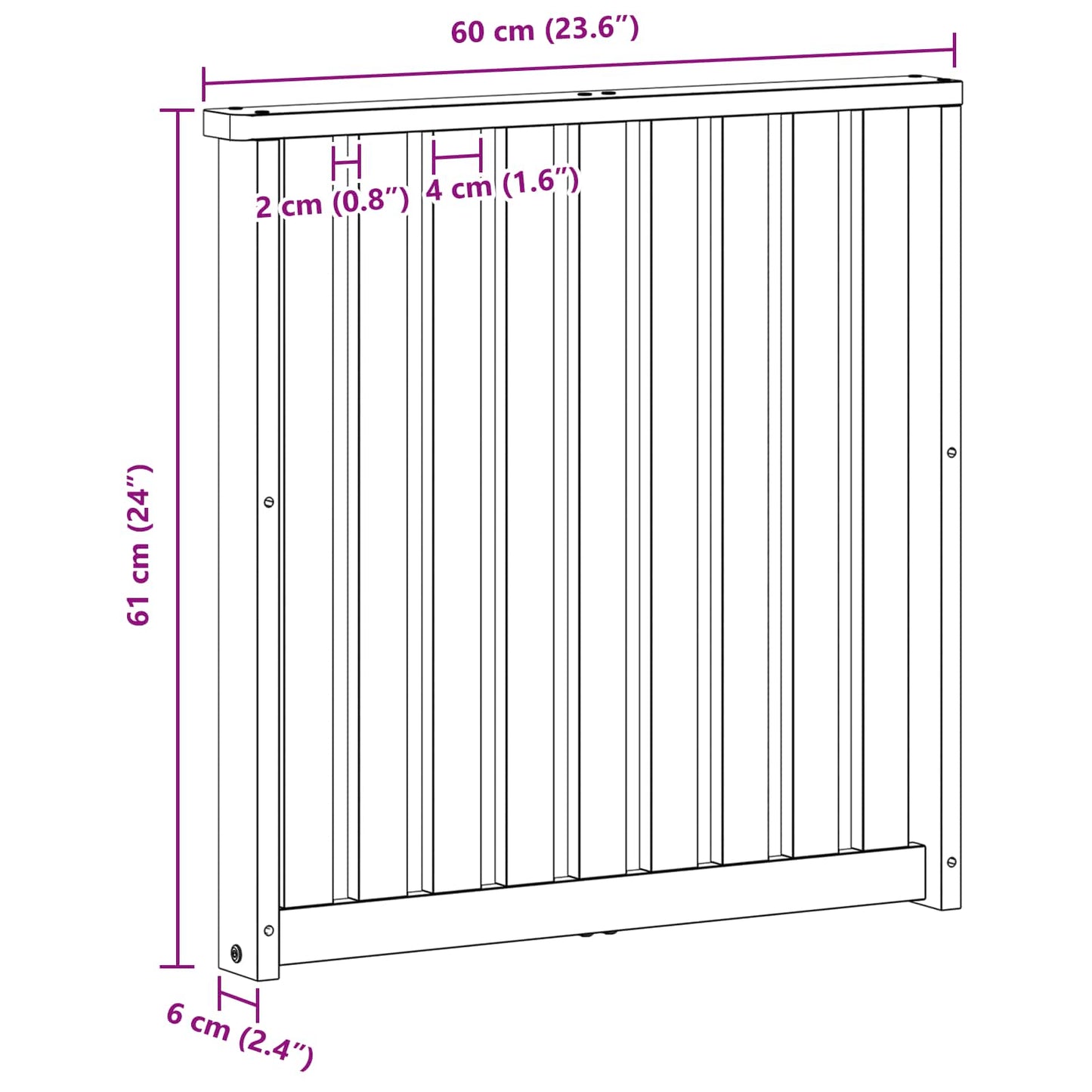 Kartámasz modul 2 db Fehér 60 x 6 x 61 cm Tömör Akácfa