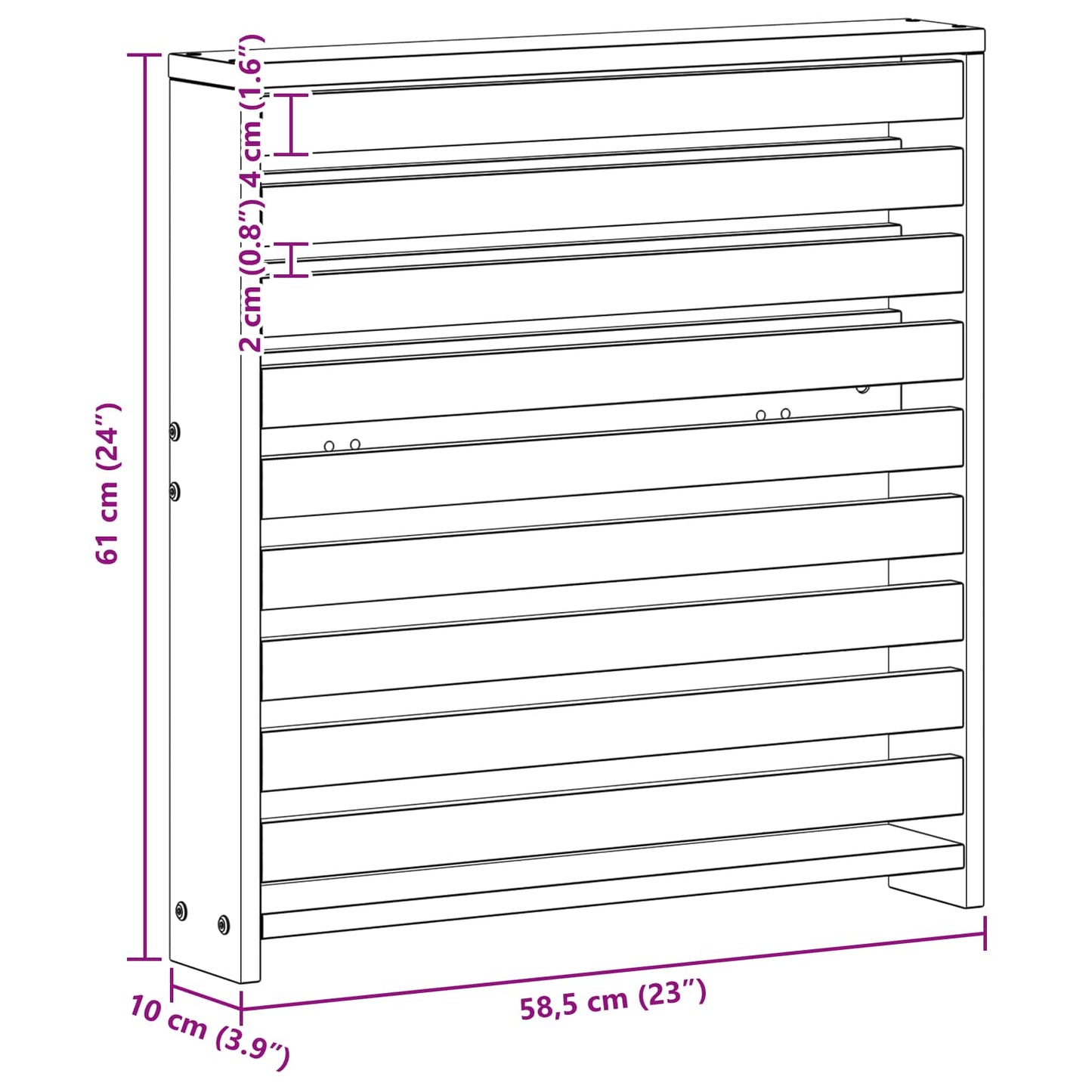 Kartámasz modul 2 db Fehér 58,5 x 10 x 61 cm Tömör Akácfa