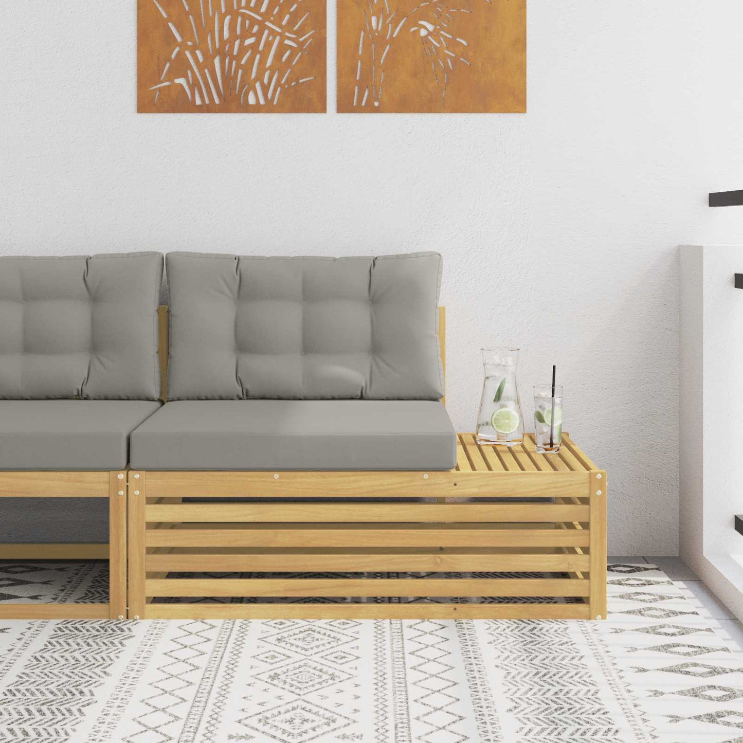 Kültéri végleges kanapé Fehér 115 x 83 x 73 cm Tömör Akácfa