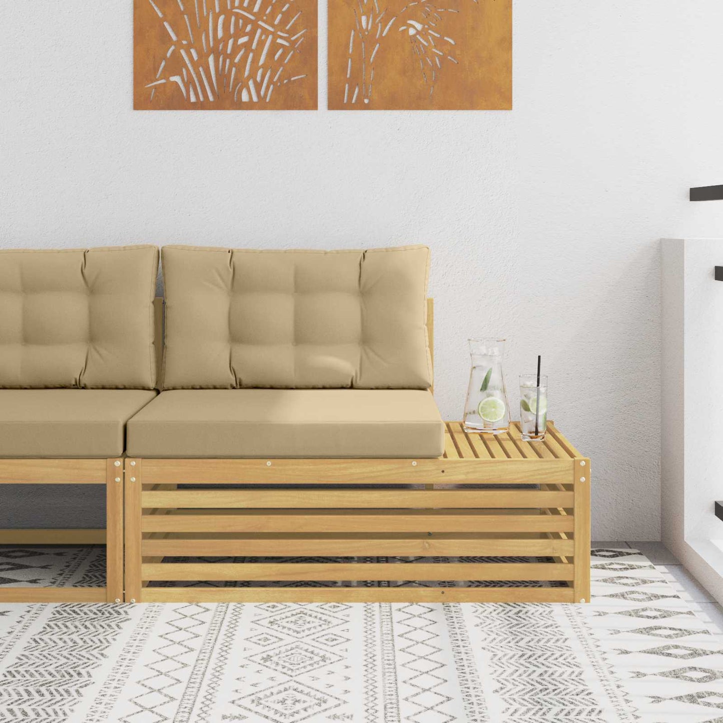 Kültéri végleges kanapé Fehér 115 x 83 x 73 cm Tömör Akácfa