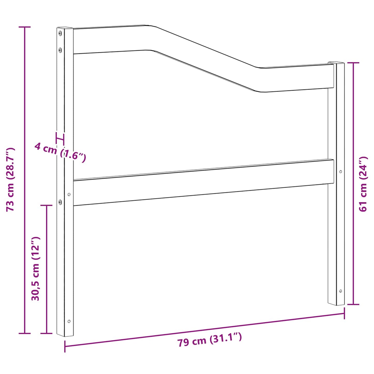 Kartámasz modul 2 db Fehér 79 x 4 x 73 cm Tömör Akácfa