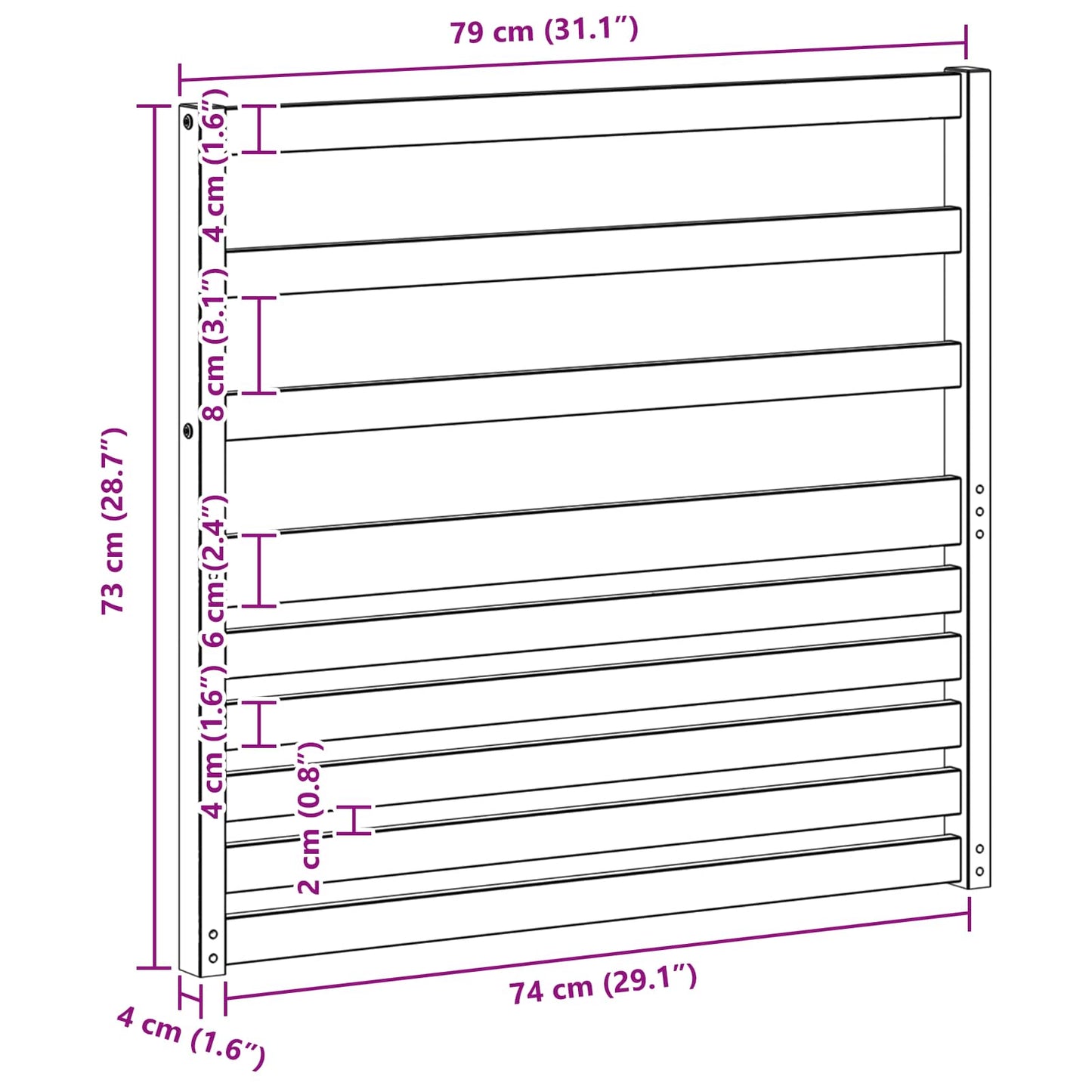 Karfa Modul 2 db Fehér 79 x 4 x 73 cm Tömör Akácfa