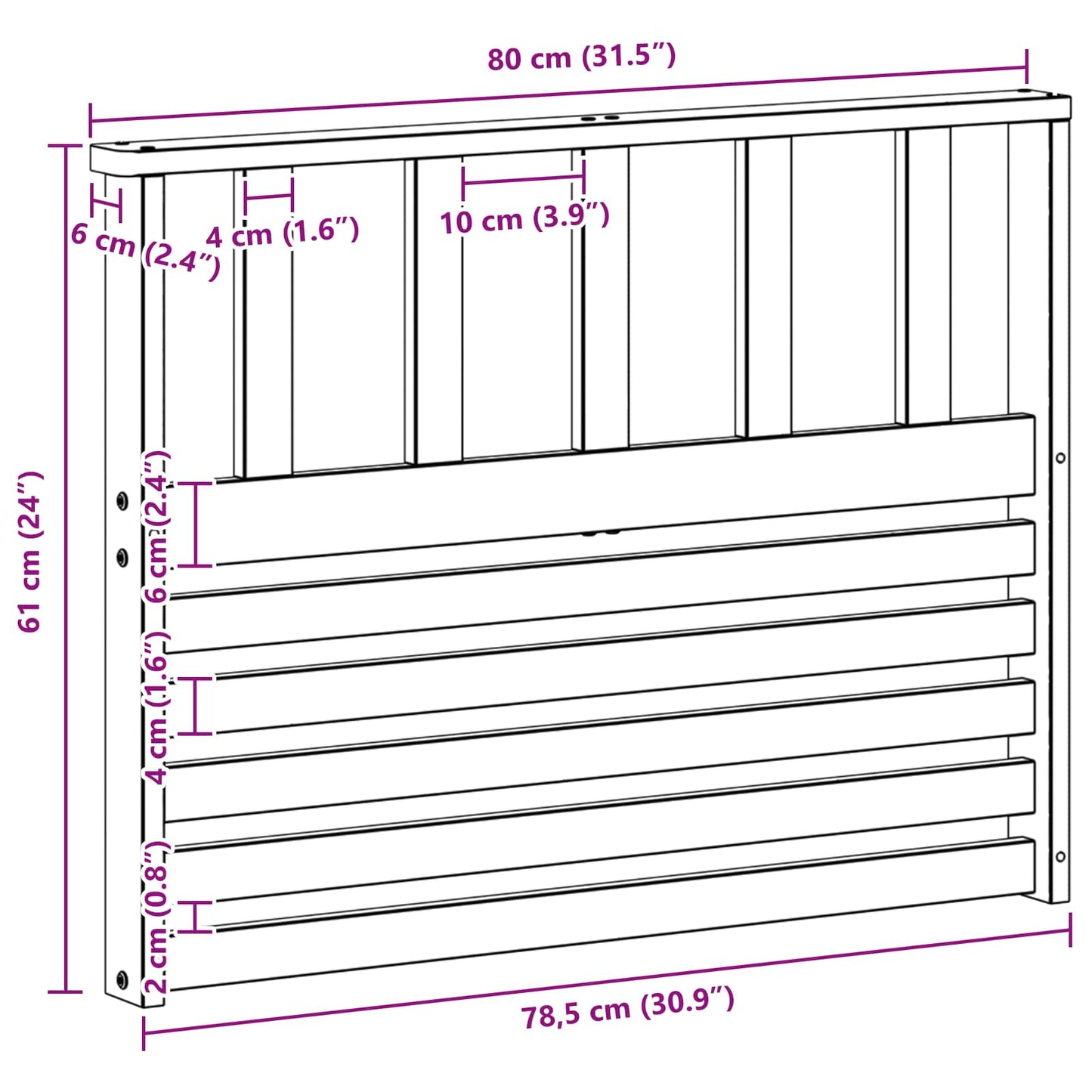 Kartámasz modul 2 db Fehér 80 x 6 x 61 cm Tömör Akácfa