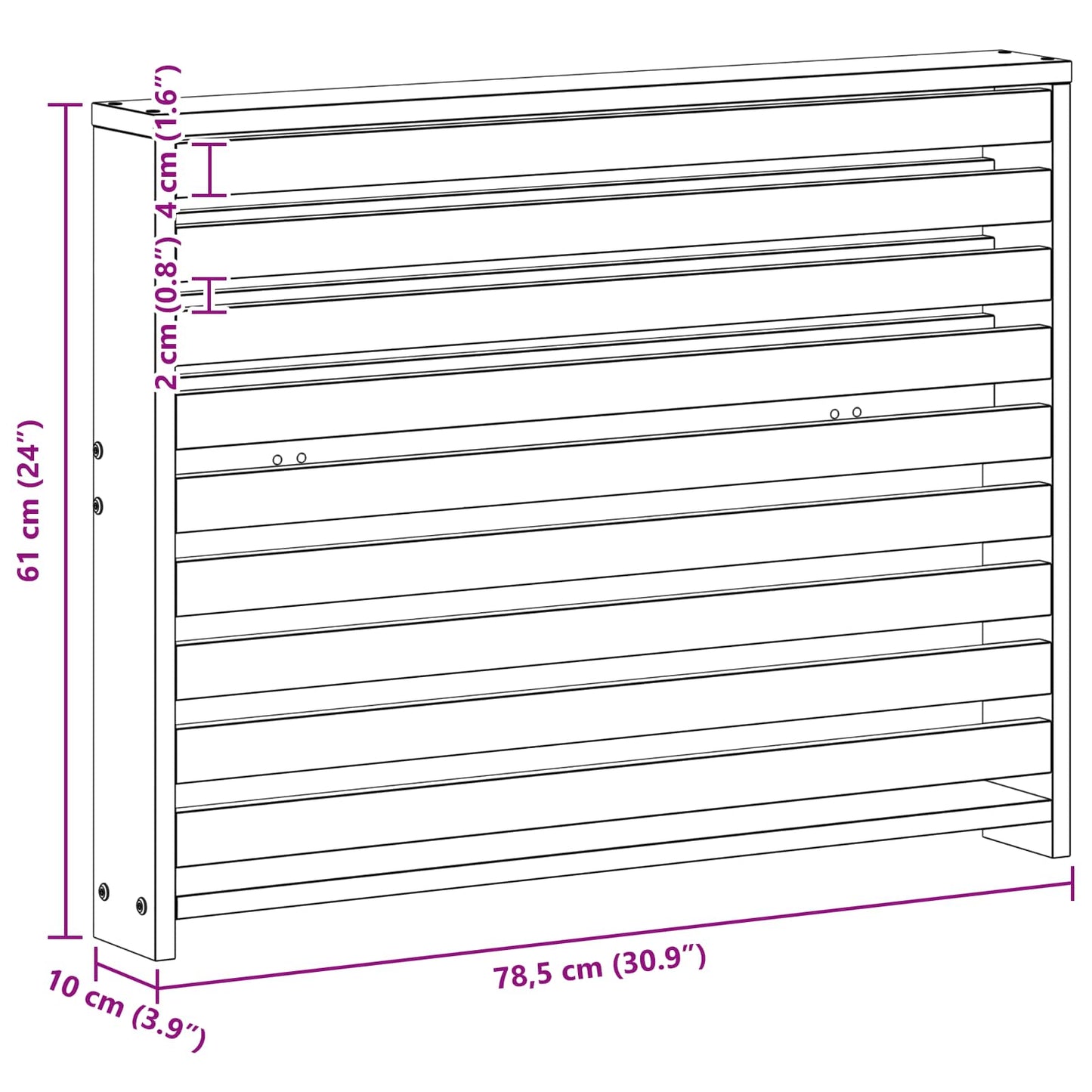 Kartámasz modul 2 db Fehér 78,5 x 10 x 61 cm Tömör Akácfa