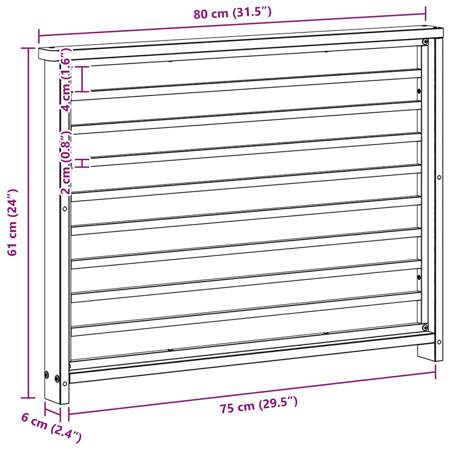 Kartámasz modul 2 db Fehér 80 x 6 x 61 cm Tömör Akácfa