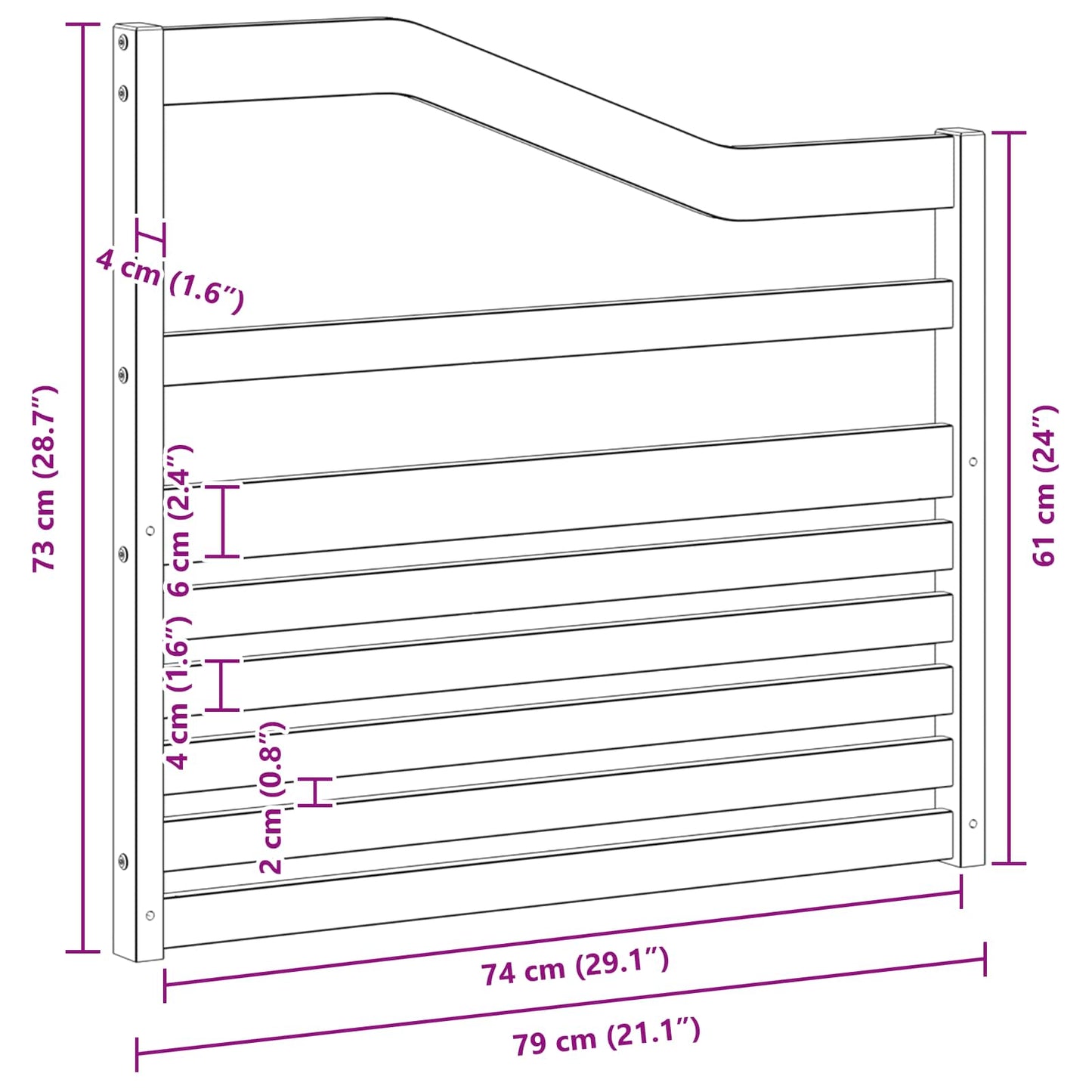 Könyöklő modul 2 db Fehér 79 x 4 x 73 cm Tömör Akácfa