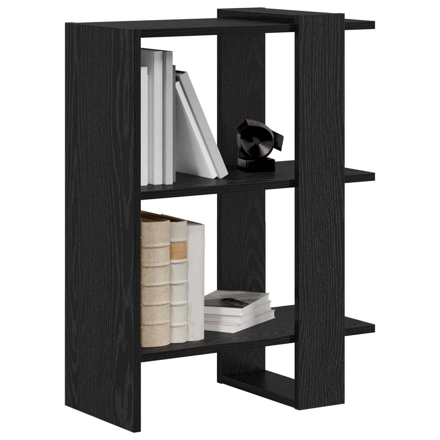 Könyvespolc 2 szintes 52 x 25 x 71,5 cm Szerelt Fa Fekete tölgy