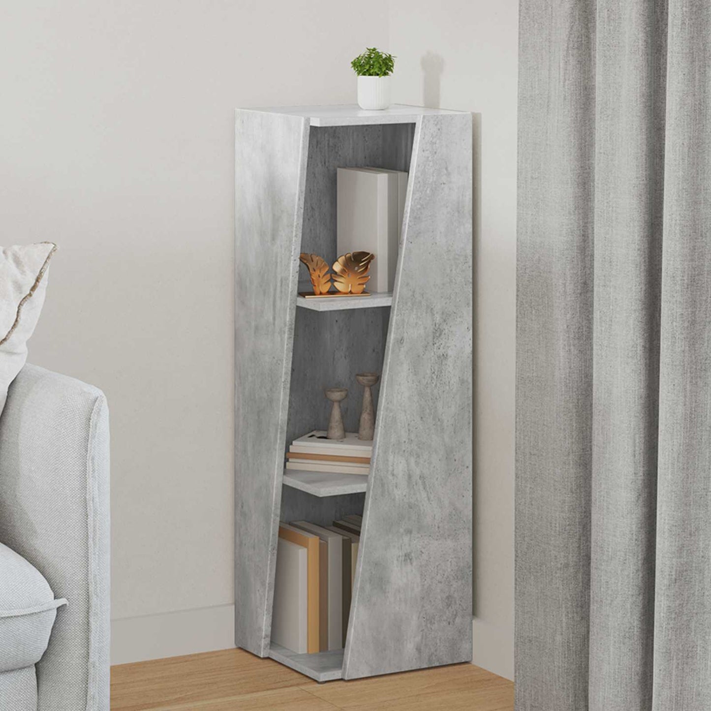 Oldalsó polc 33 x 32 x 100,5 cm Szerelt Fa Beton Szürke