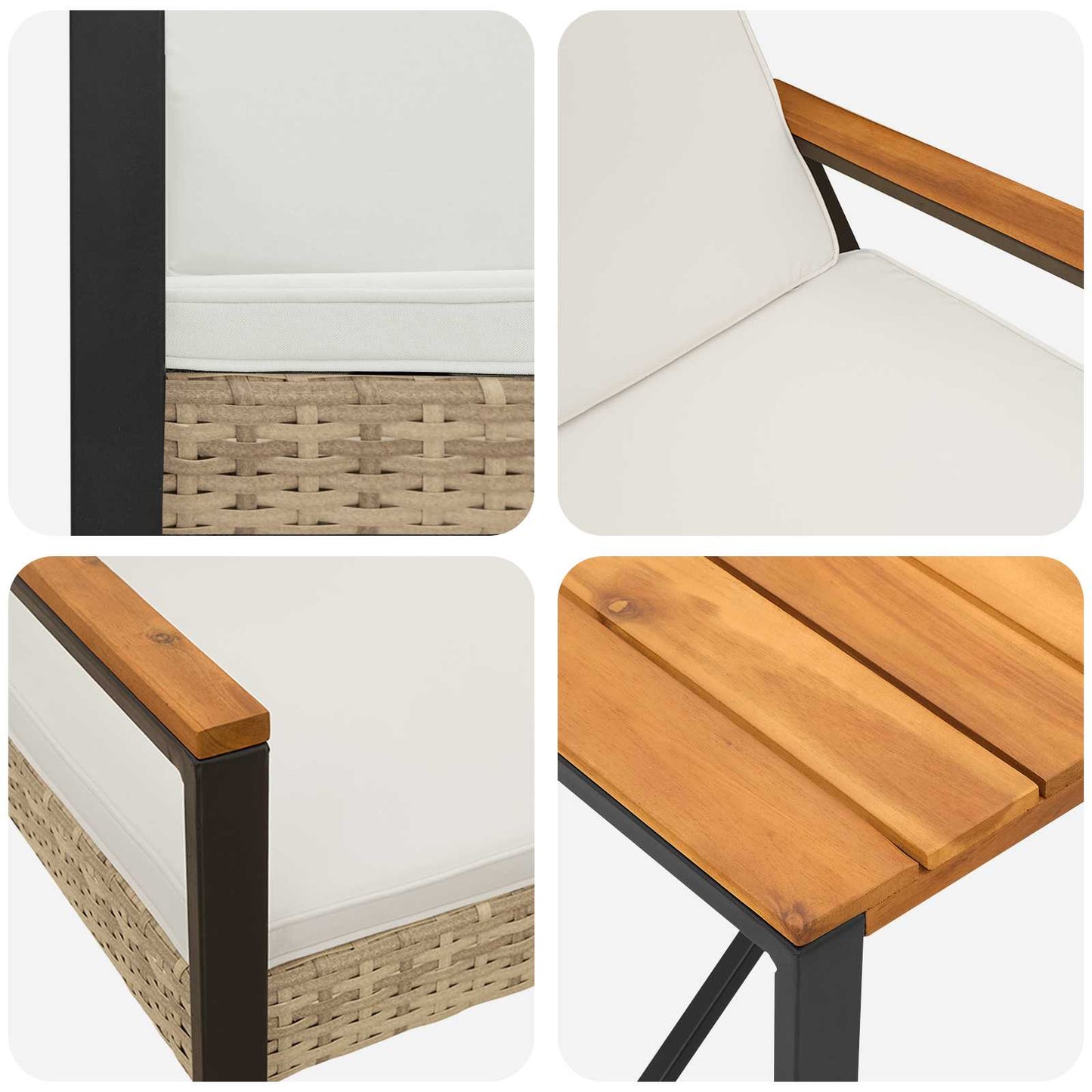 Kültéri Bútor Szett 3 pcs Beige és Krémszínű polirattan
