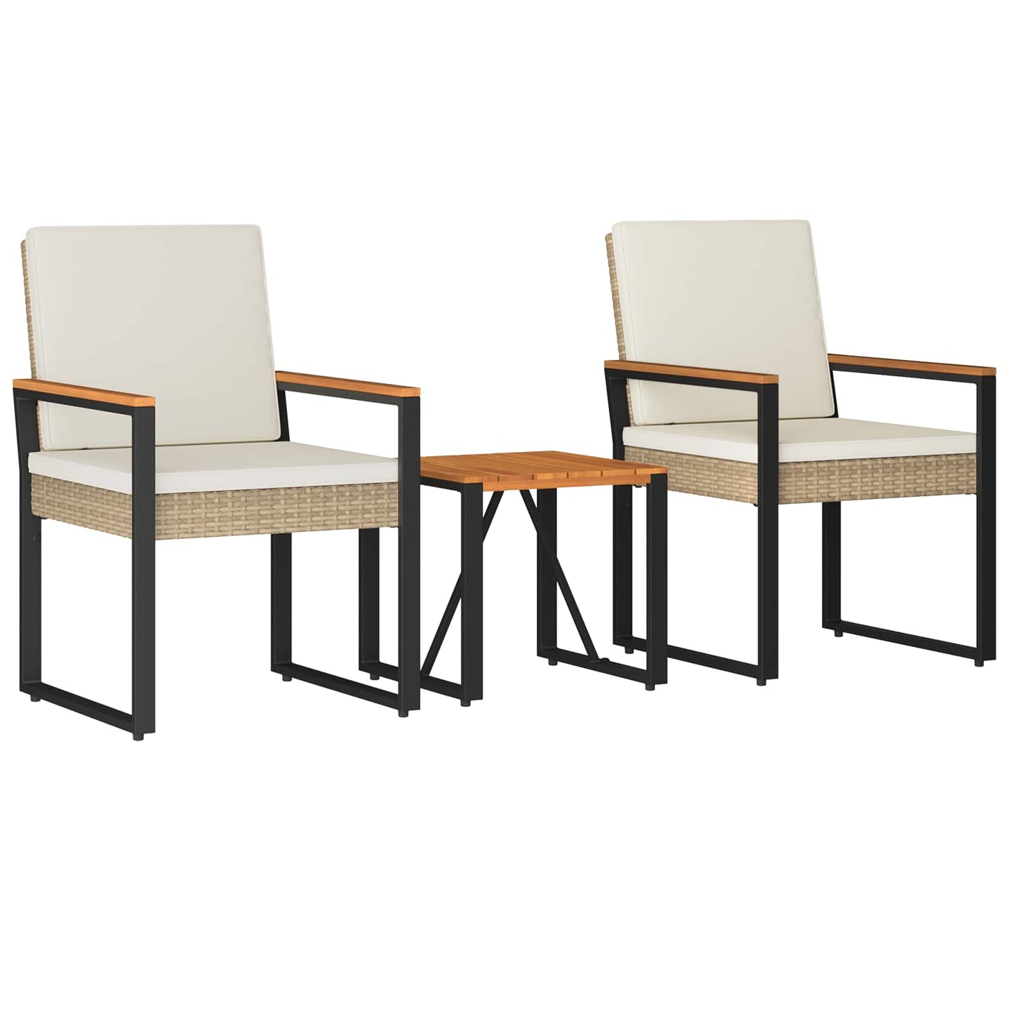 Kültéri Bútor Szett 3 pcs Beige és Krémszínű polirattan