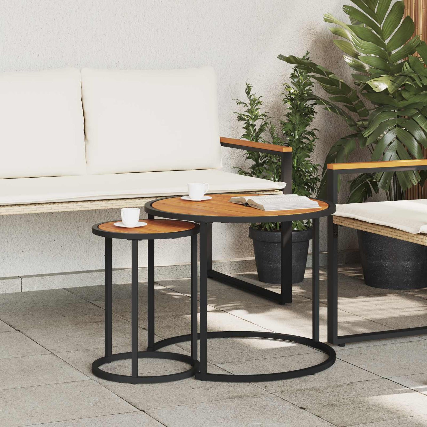 Kávasztal Szett 2 pcs Természetes és Fekete 55 x 55 x 45 cm