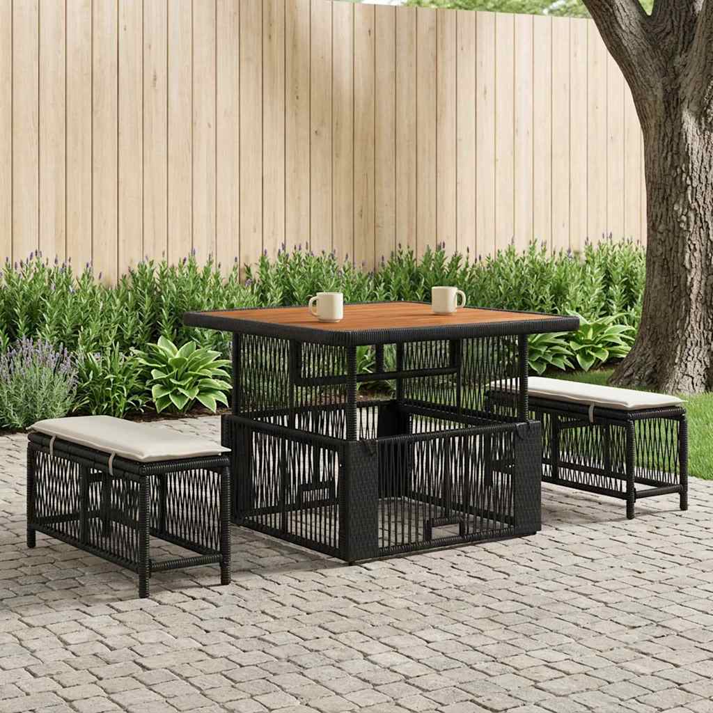 Kert étkező szett párnával 3 pcs Beige és krém polirattan