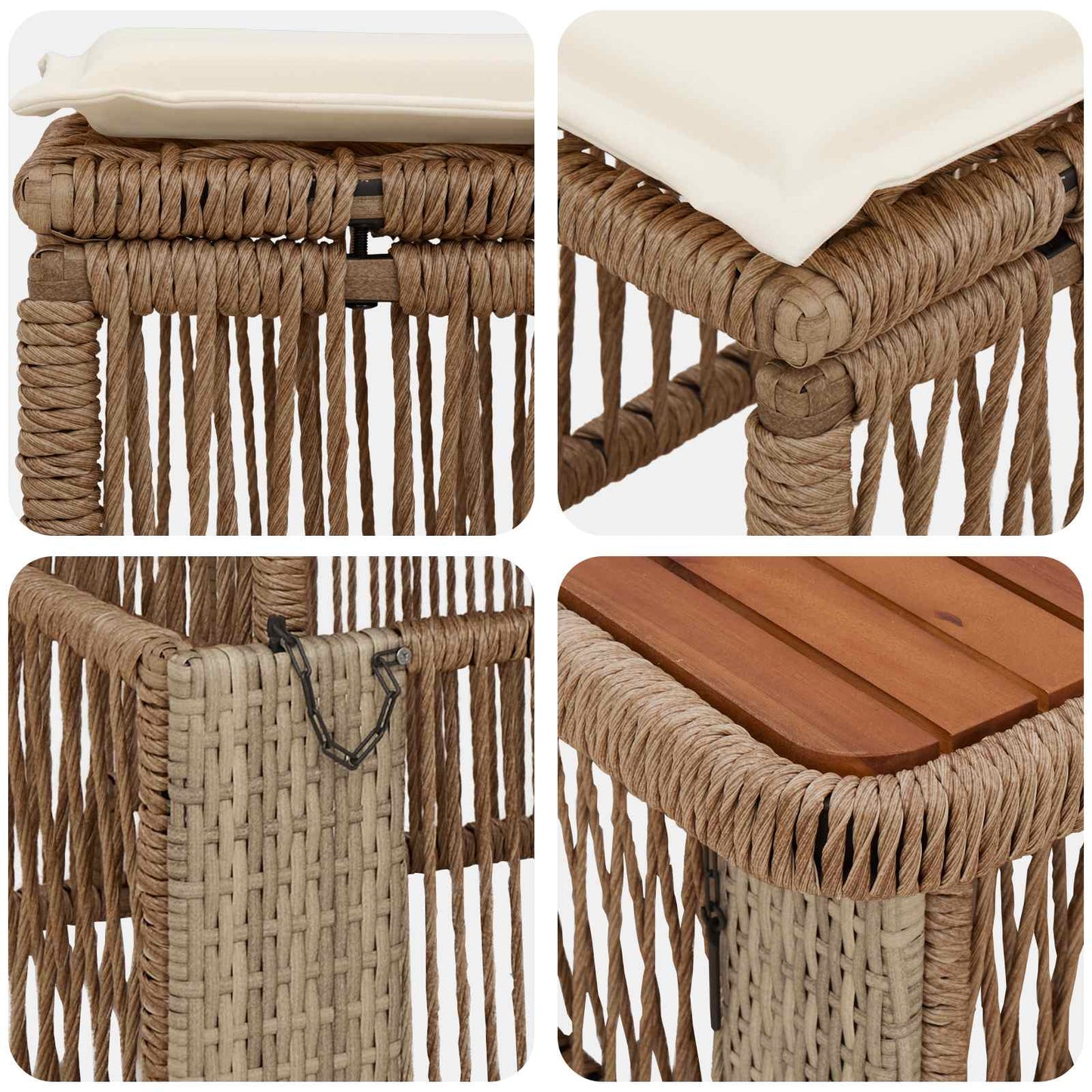 Kert étkező szett párnával 3 pcs Beige és krém polirattan