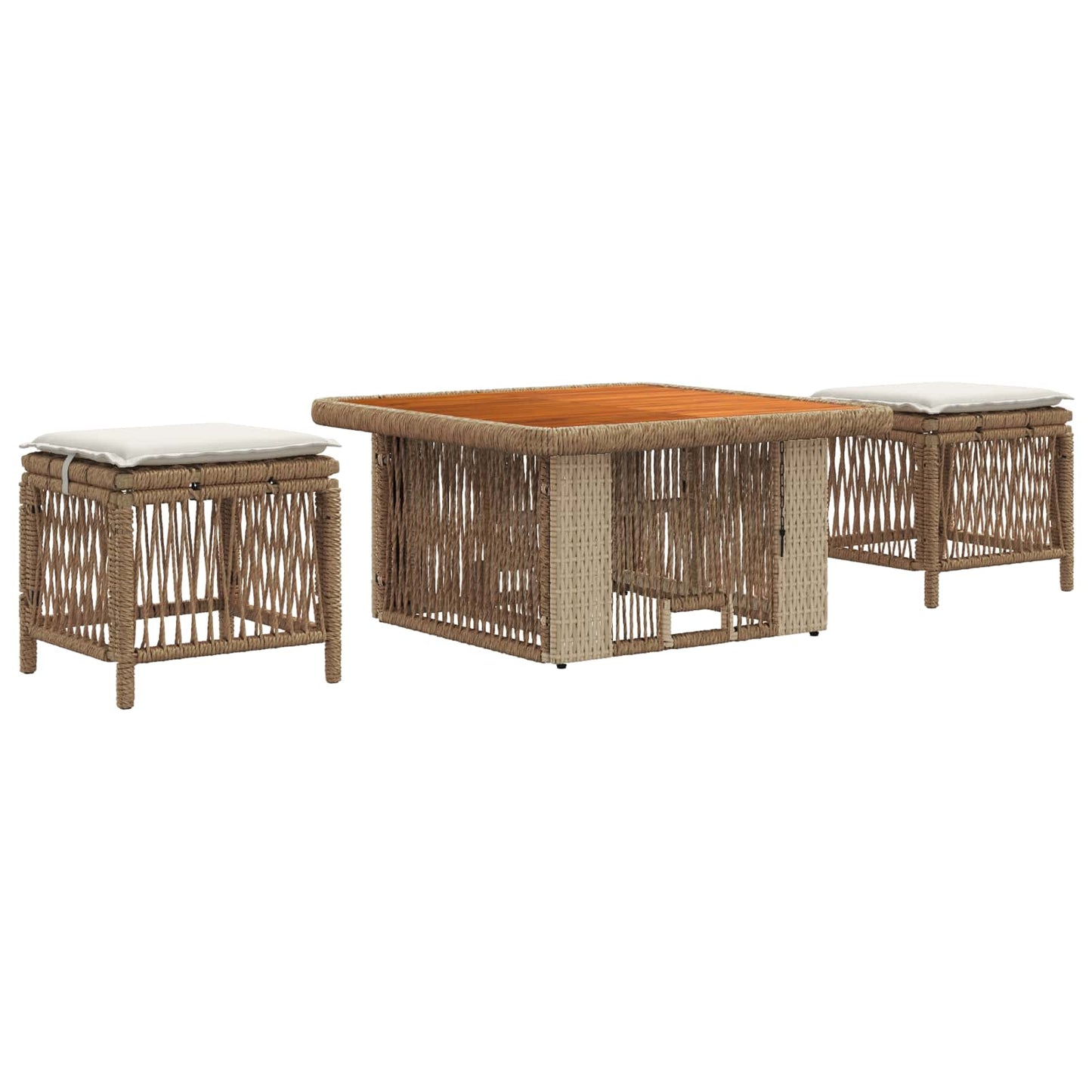 Kert étkező szett párnával 3 pcs Beige és krém polirattan