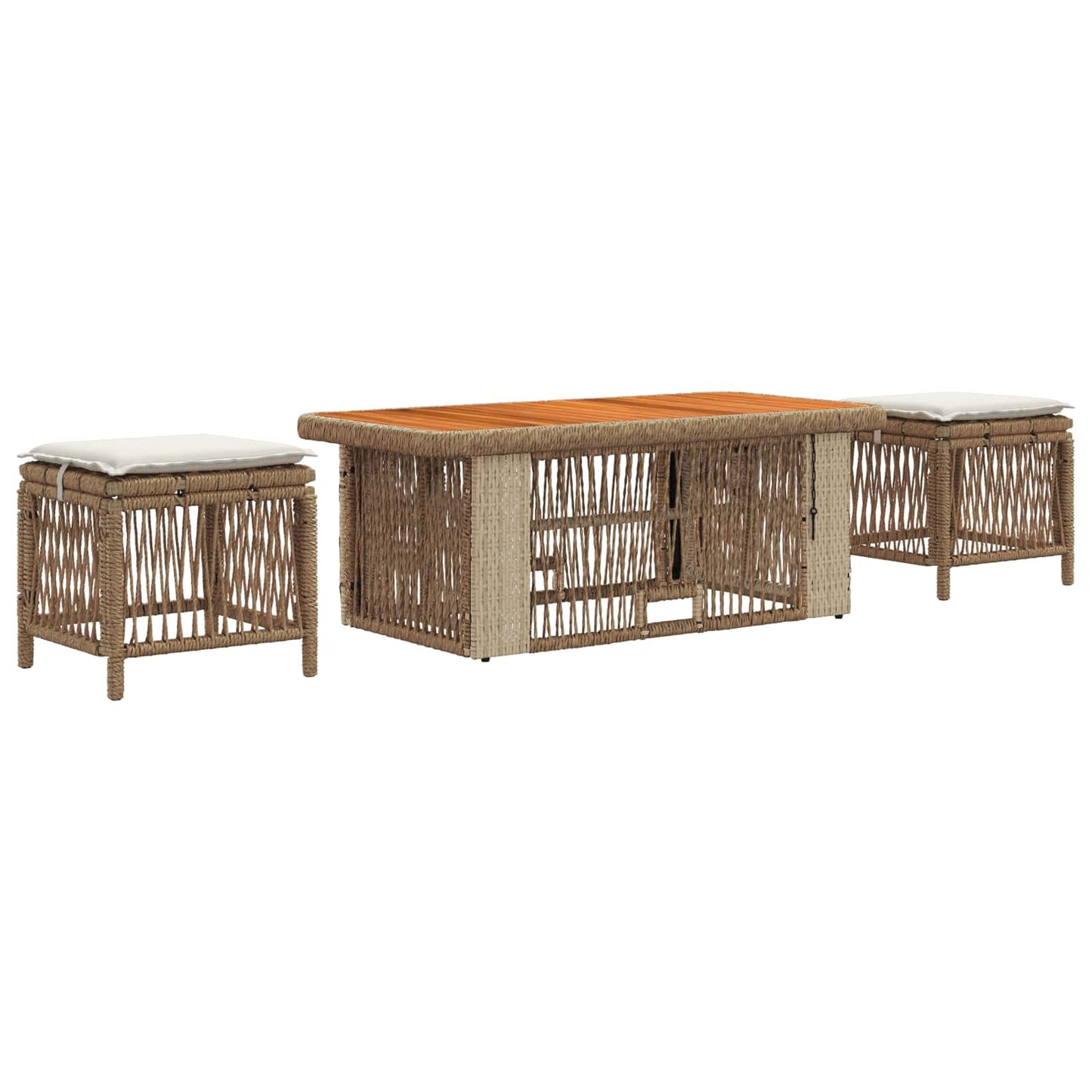 Kert étkező szett párnával 4 pcs Beige és krém polirattan