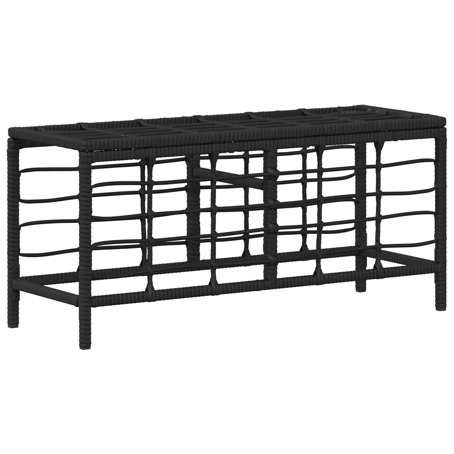 Kert étkező szett 3 pcs Fekete és Szürke Poli Rattan és Akácfa