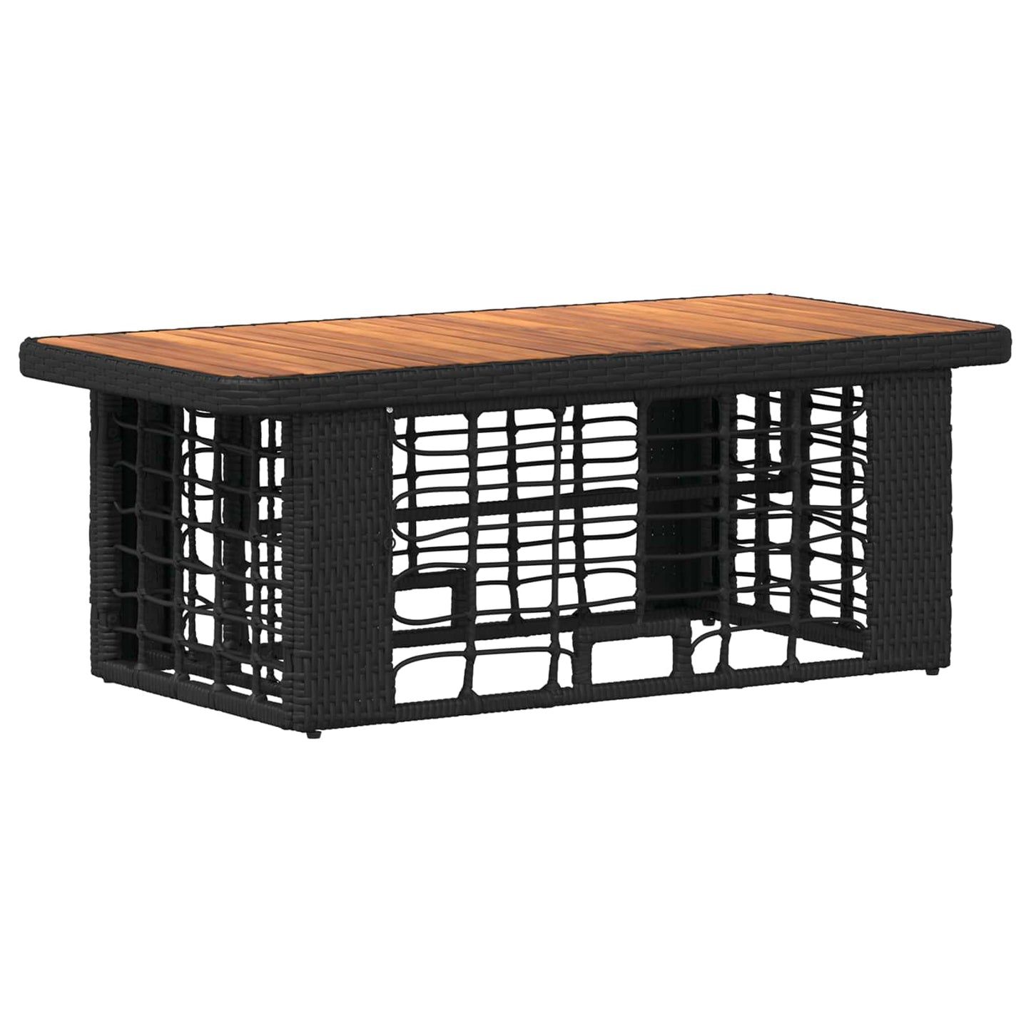Kert étkező szett 4 pcs Fekete és Szürke Poli Rattan és Akácfa