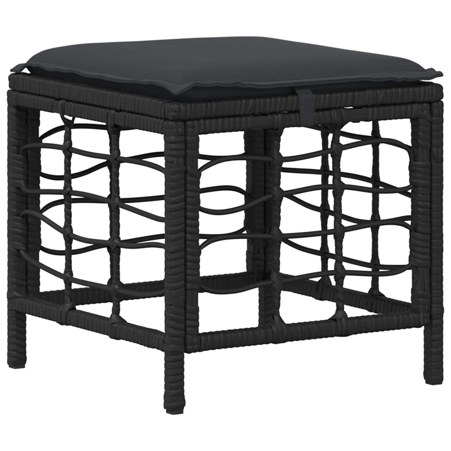 Kert étkező szett 4 pcs Fekete és Szürke Poli Rattan és Akácfa