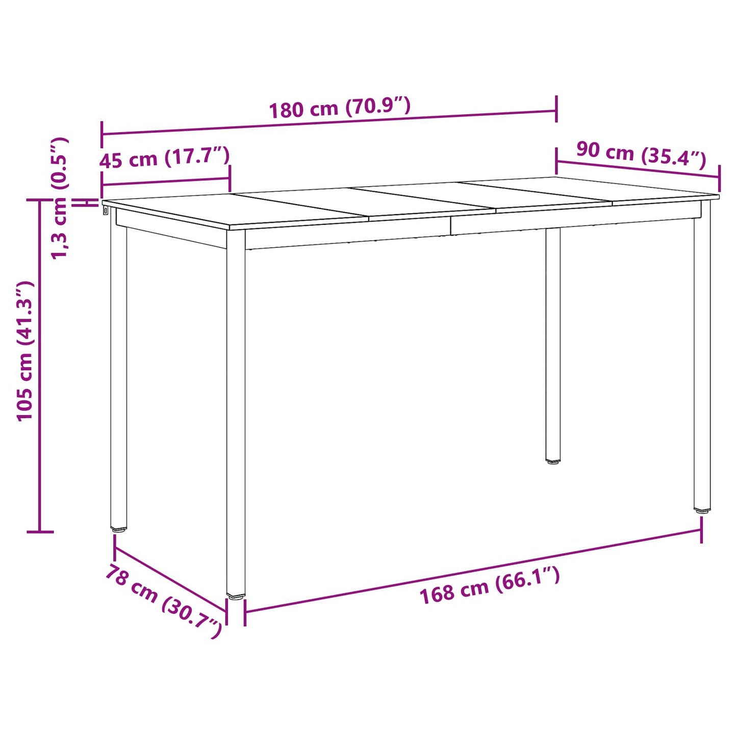 Álló bár asztal Szerelt Fa Négyszögletes